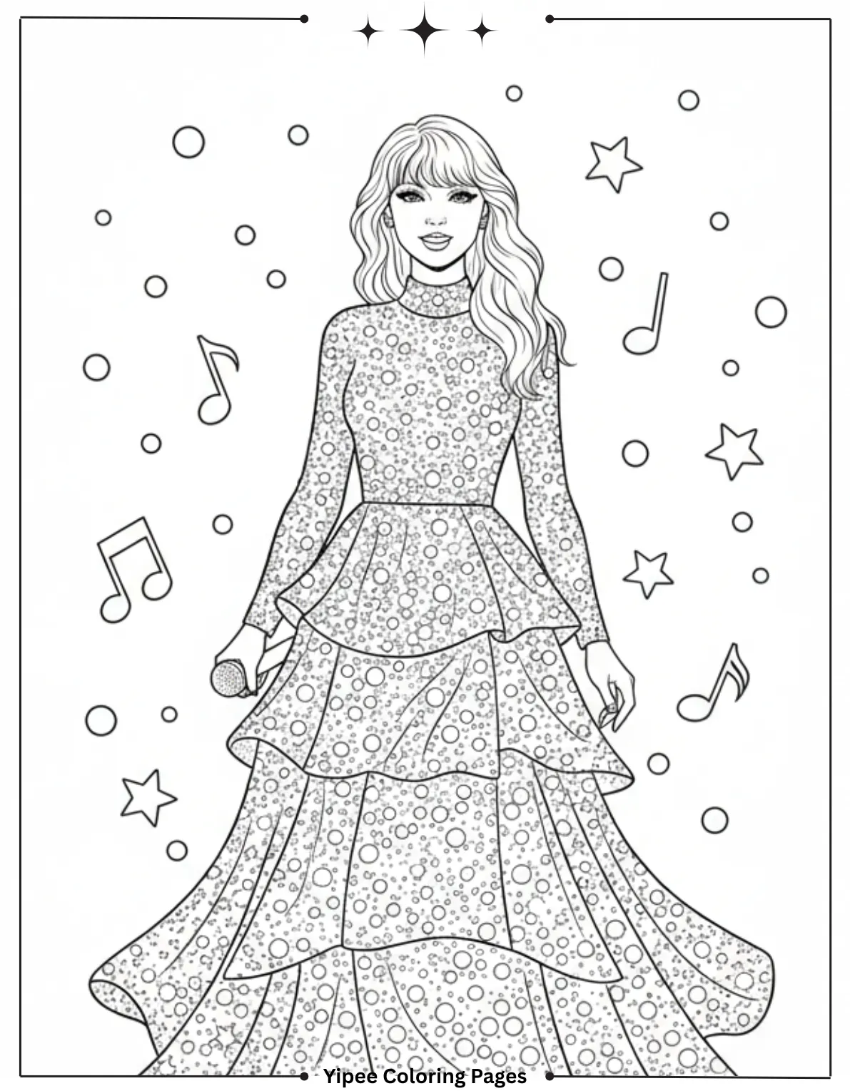 Taylor Swift Coloring Pages Fan Art Fun Taylor Swift In A Layered Sequined Dress Coloring Page