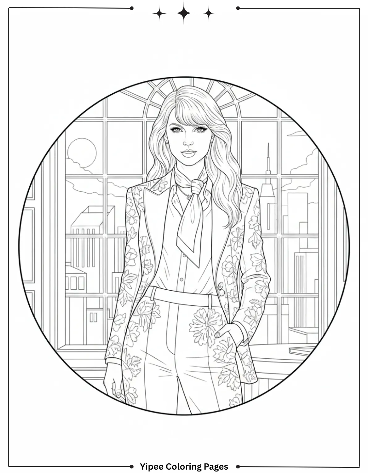 Taylor Swift Coloring Pages Fan Art Fun Taylor Swift Wearing An Elegant Power Suit Coloring Sheet