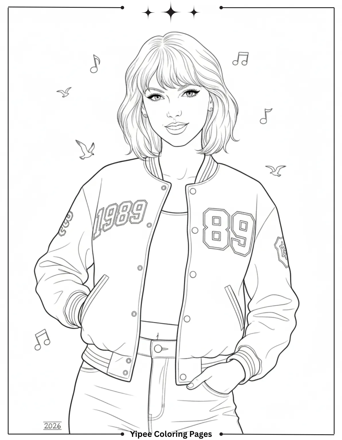 Taylor Swift Coloring Pages Fan Art Fun Taylor Swift With Short Hair Wearing A 1989 Jacket