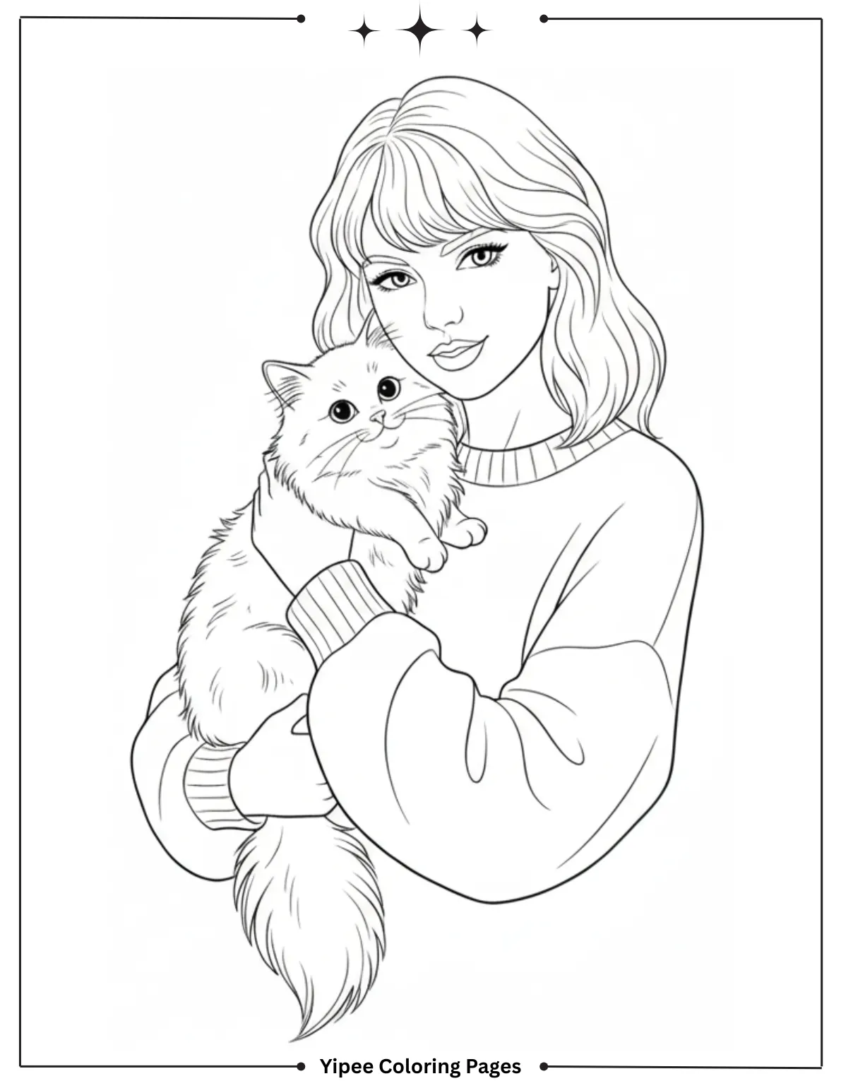 Taylor Swift Coloring Pages Fan Art Fun Taylor Swift holding a cat