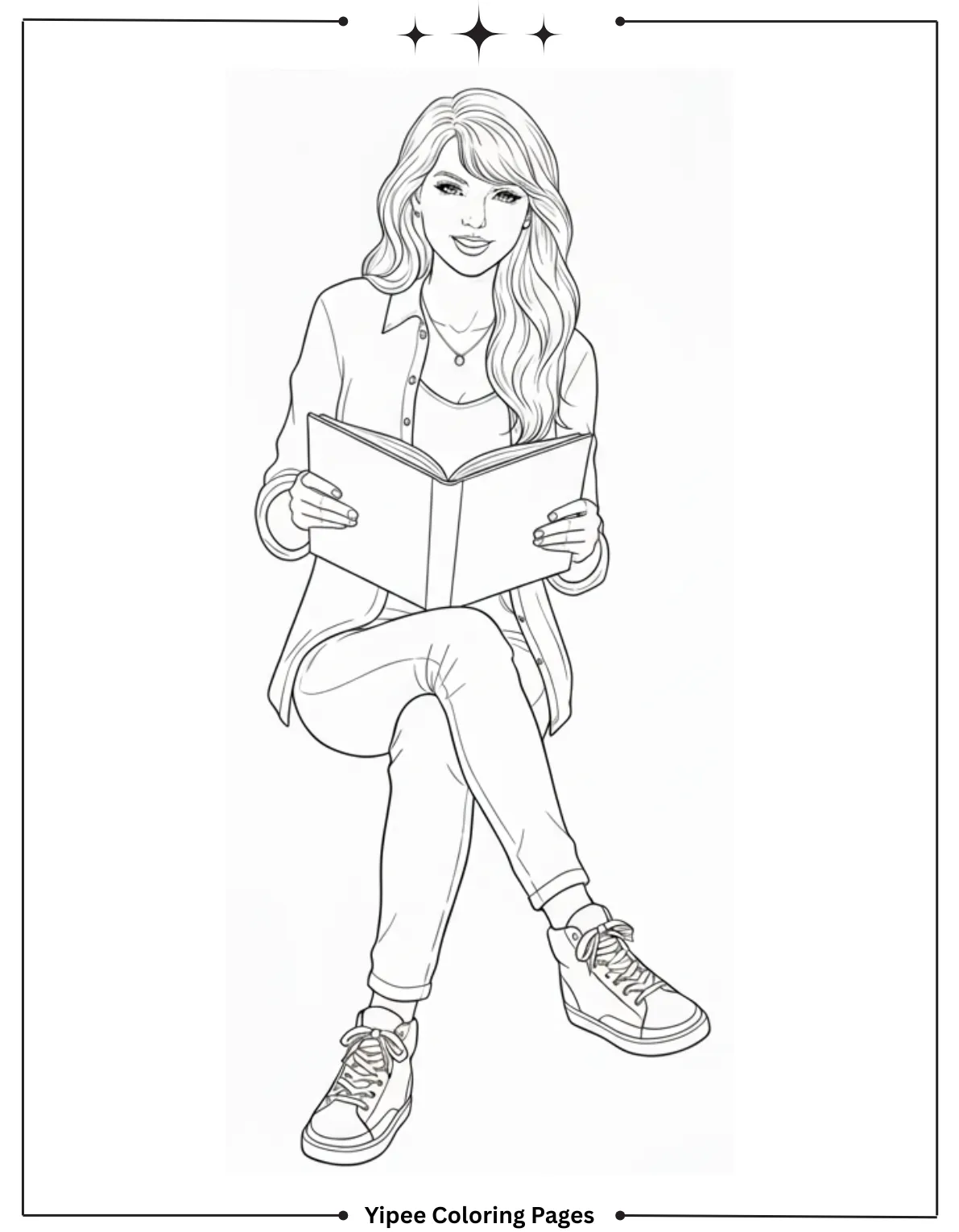 Taylor Swift Coloring Pages Fan Art Fun Taylor Swift reading a book