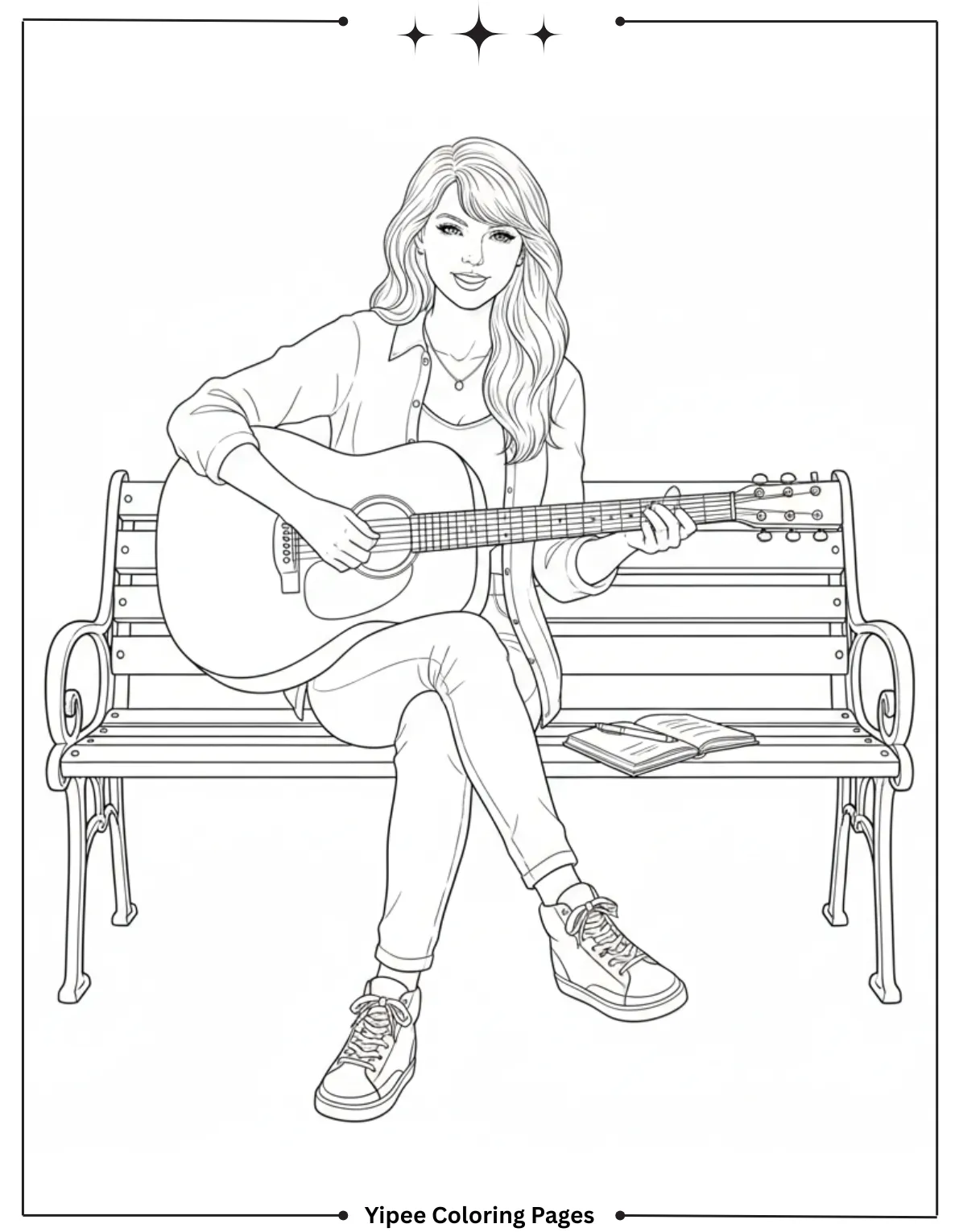 Taylor Swift Coloring Pages Fan Art Fun Taylor Swift sitting coloring sheet