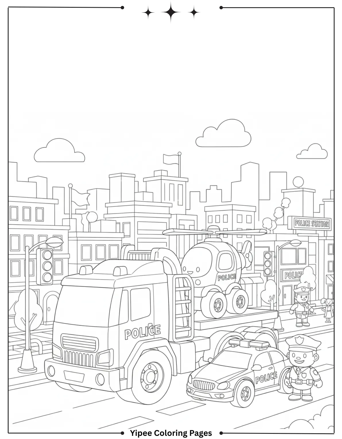 Toy City Big Police Truck With Helicopter And Car For Kids