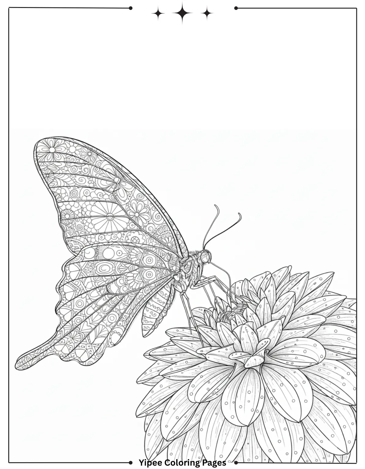 Butterfly Coloring Pages for Kids: Create Your Own Rainbow Wings! butterfly with flower coloring page