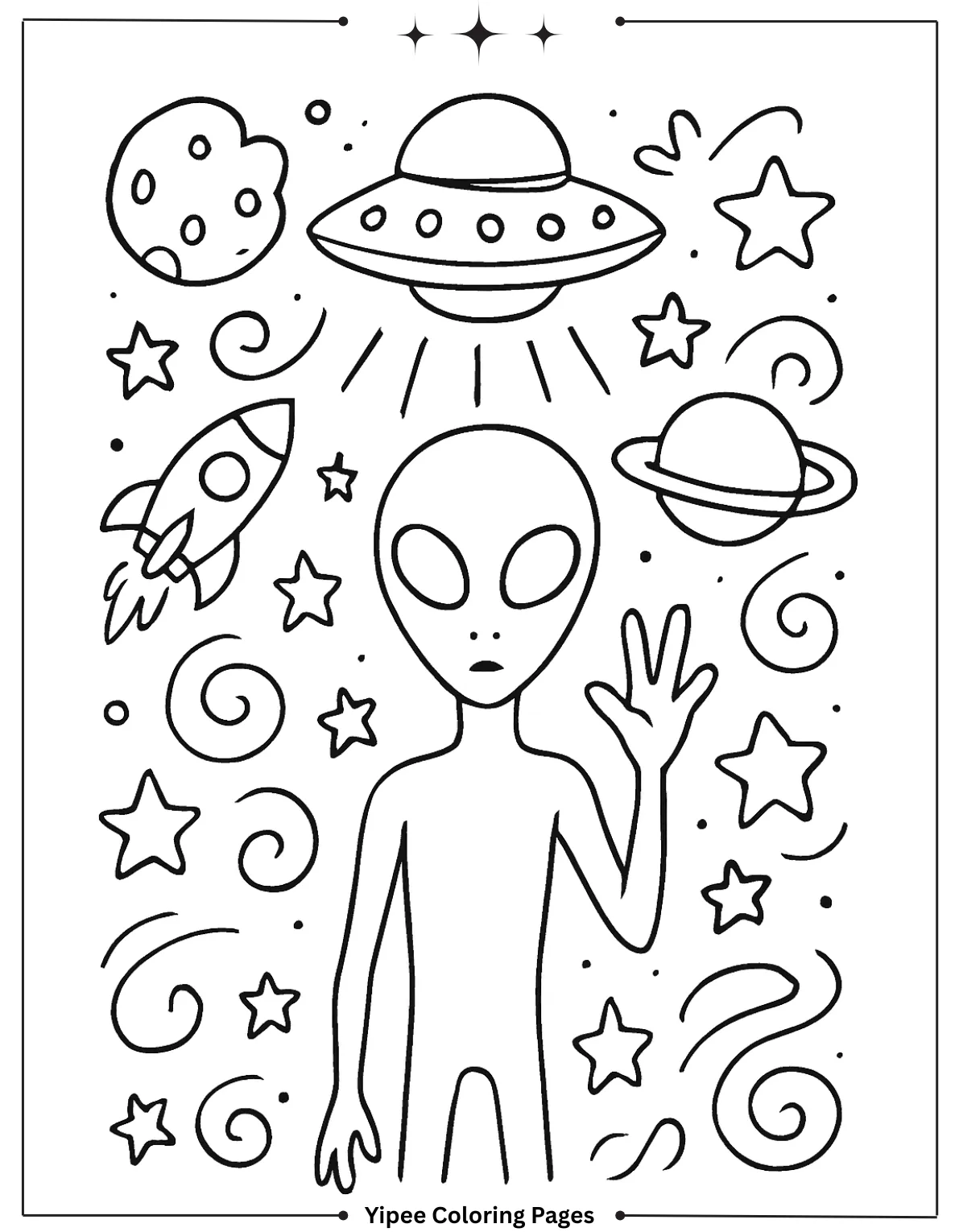 Alien Coloring Pages – Fun UFOs, Cute Cats, and Silly Space Friends Alien Monster on Mars Coloring Page for Kids