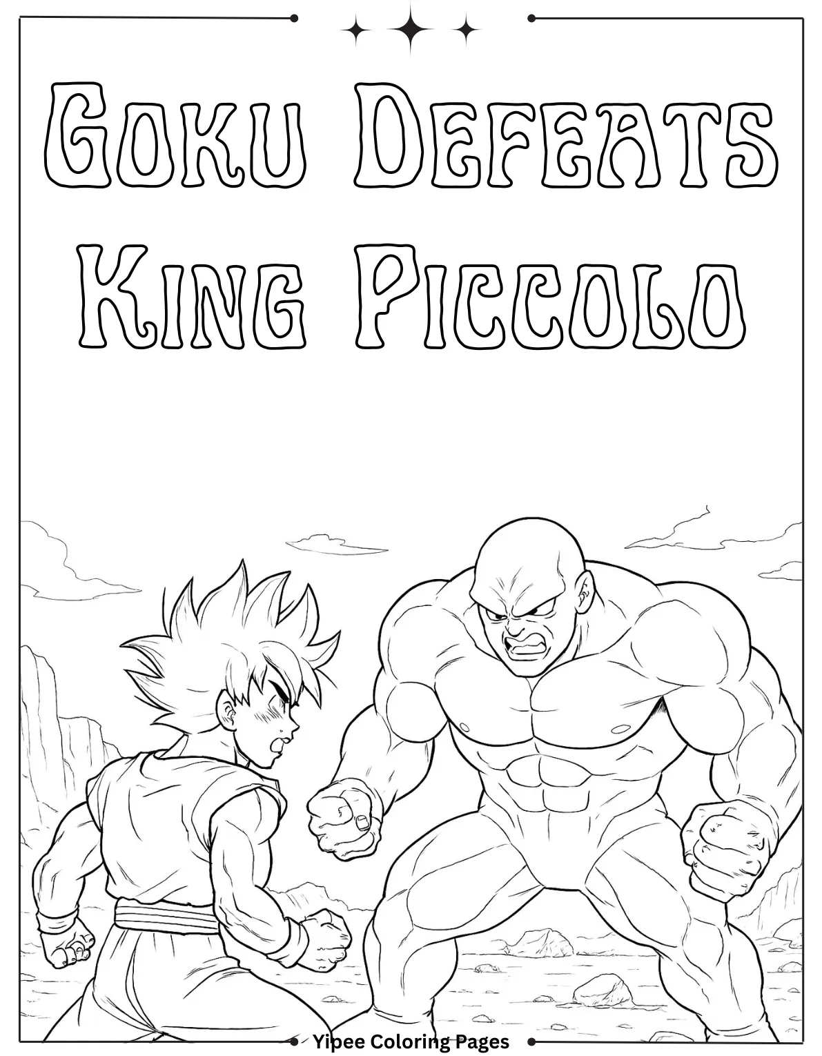 Goku Defeats King Piccolo Coloring Page For Kids