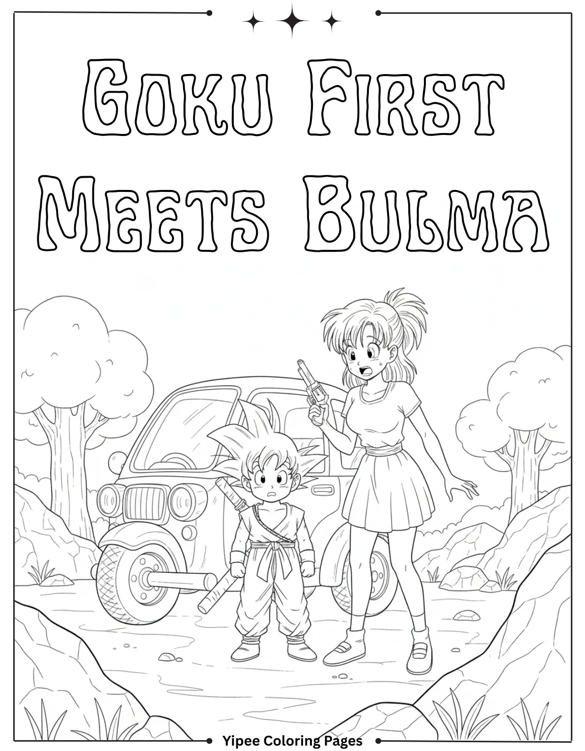 Goku First Meets Bulma Coloring Sheet