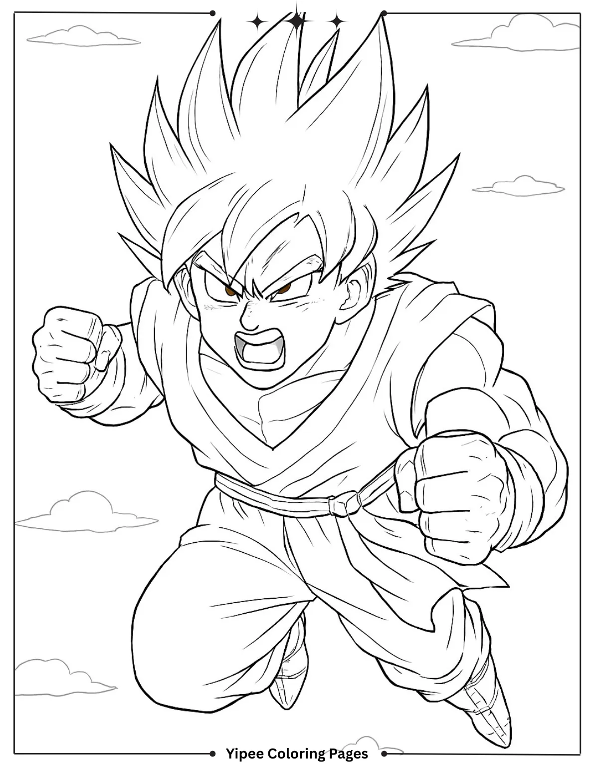 Goku iis flying through the air