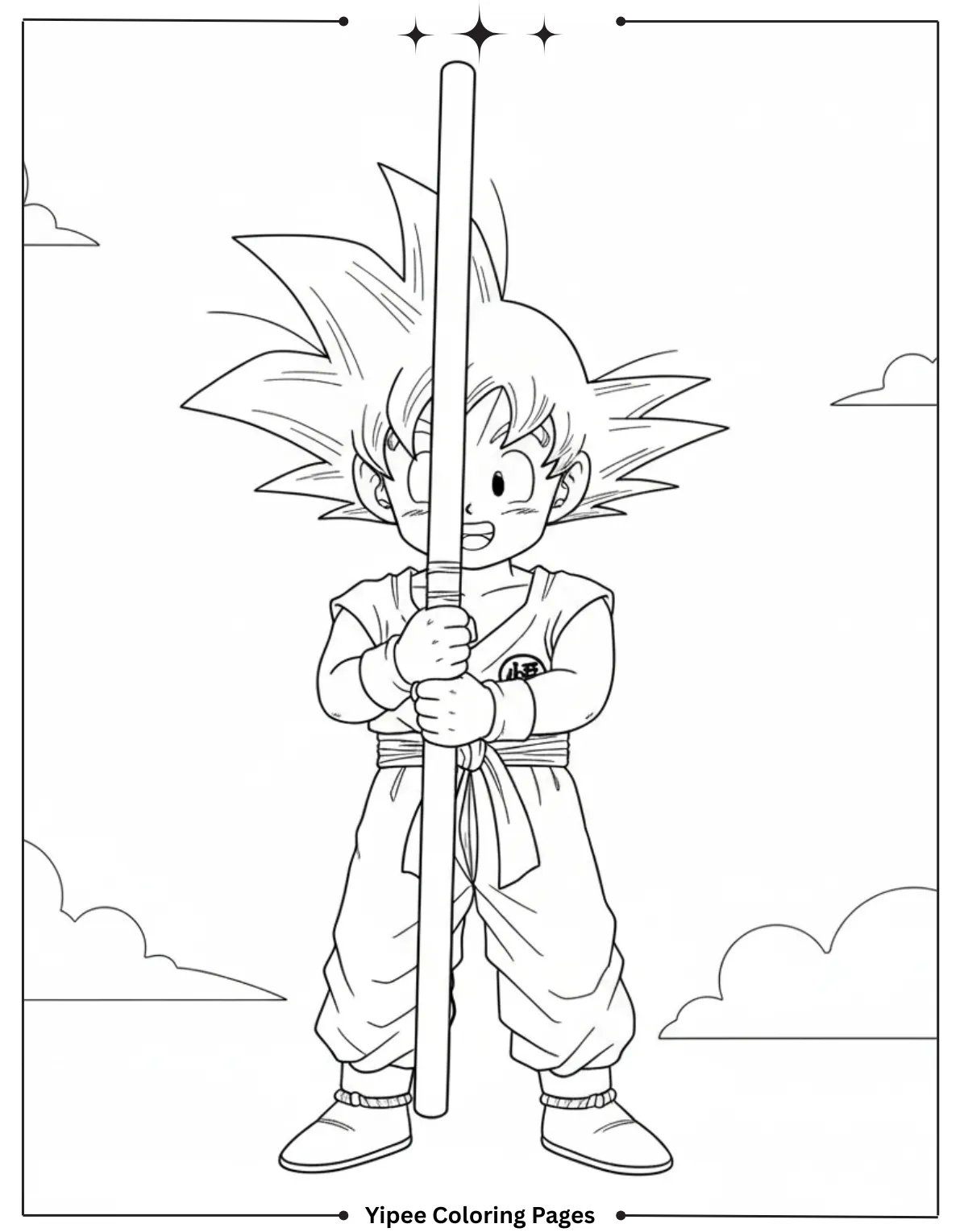 Goku in big obstacle coloring page