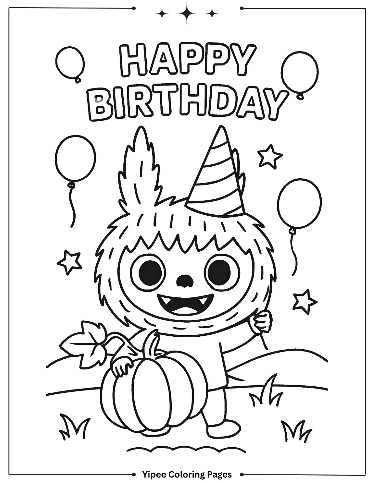 Get Ready for Monster Fun with a Labubu Coloring Pages! Happy Birthday Labubu