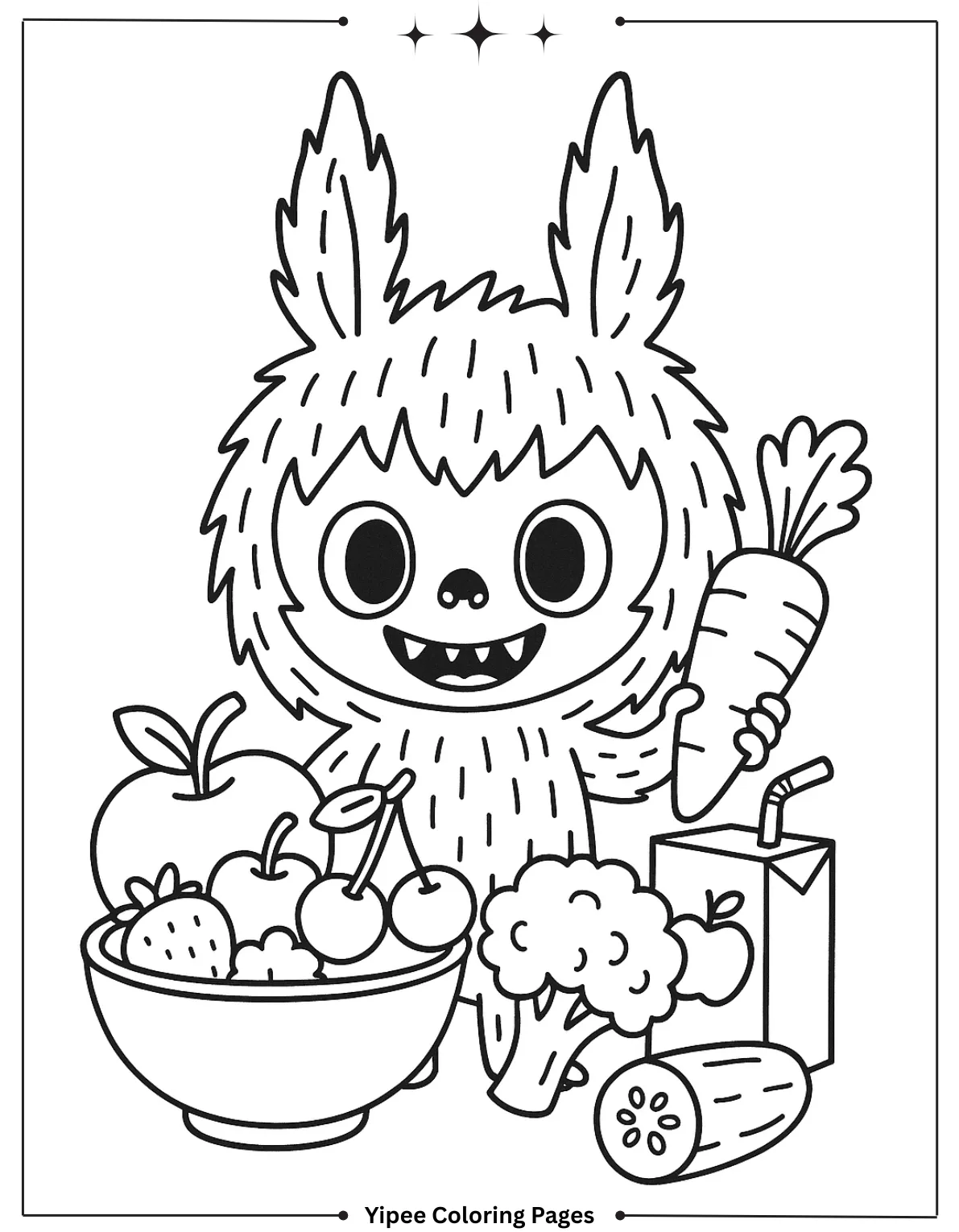 Get Ready for Monster Fun with a Labubu Coloring Pages! Labubu’s Healthy Snack