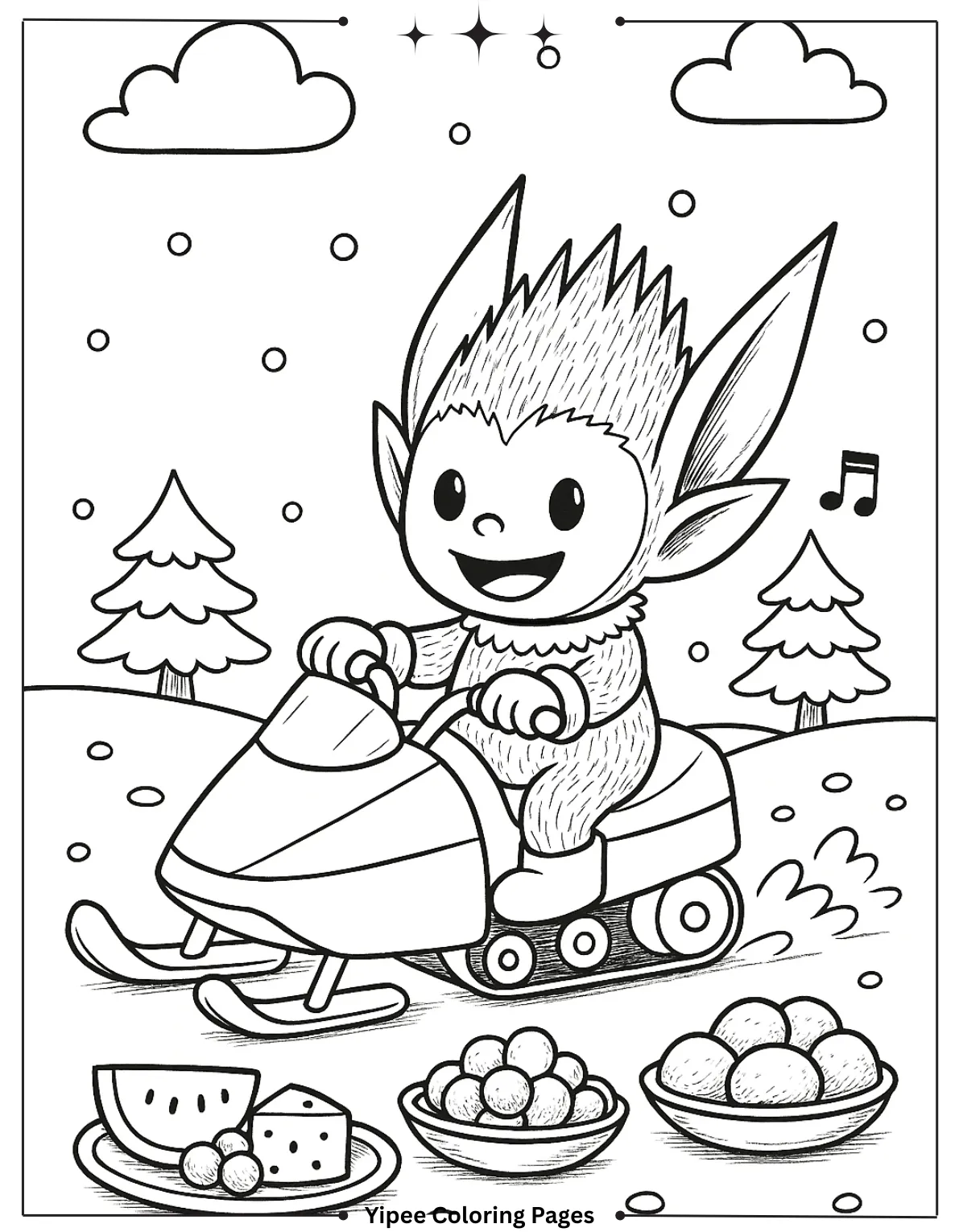 Get Ready for Monster Fun with a Labubu Coloring Pages! Labubu’s skating in ice