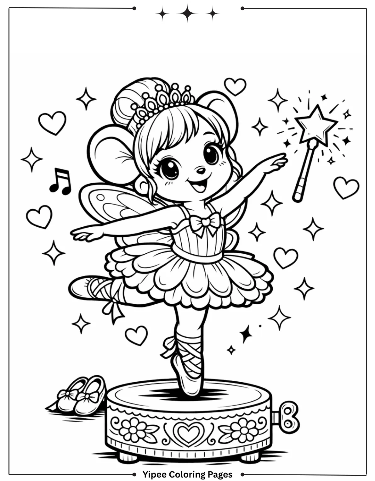 Ballerina Princess Dancing with Ribbon Coloring Page