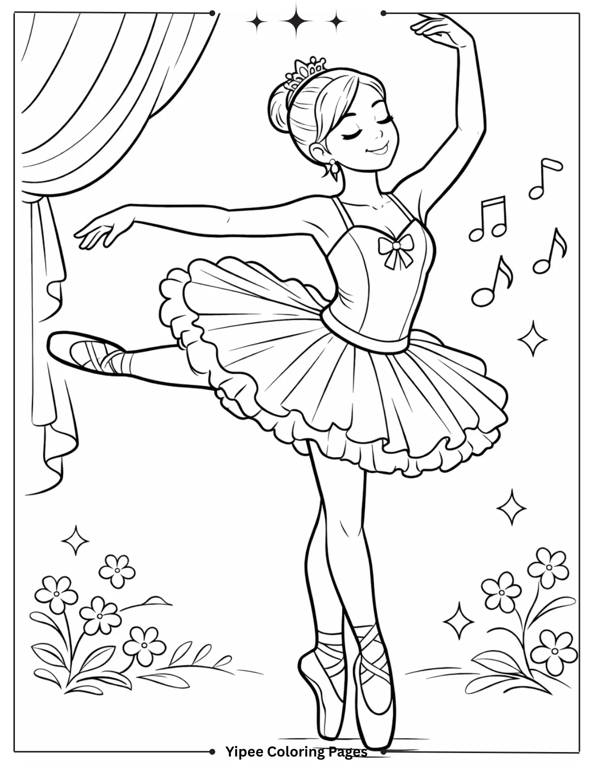 BalletDancers Practicing Poses and Positions Coloring Page 