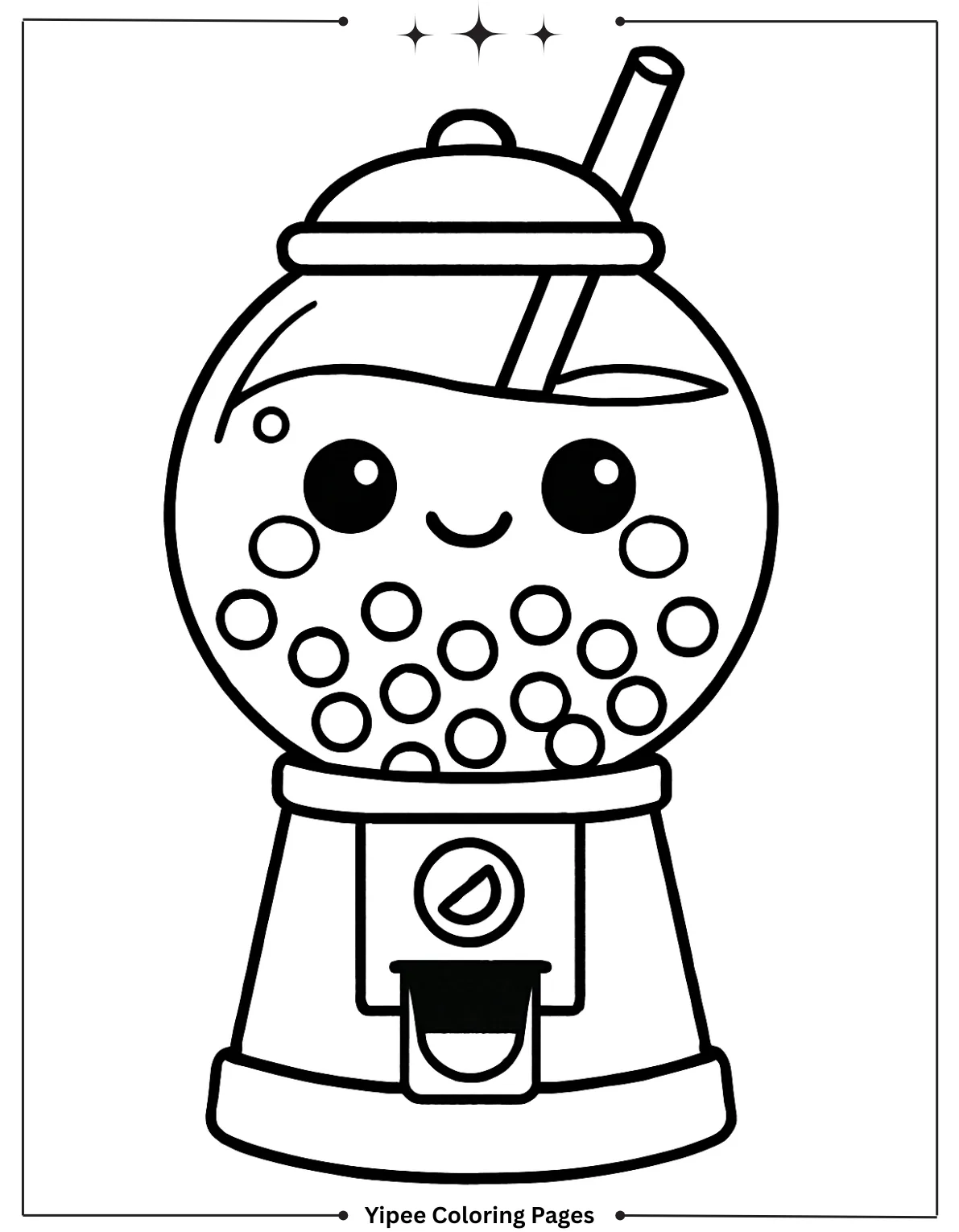 Boba Gumball Machine Coloring Page