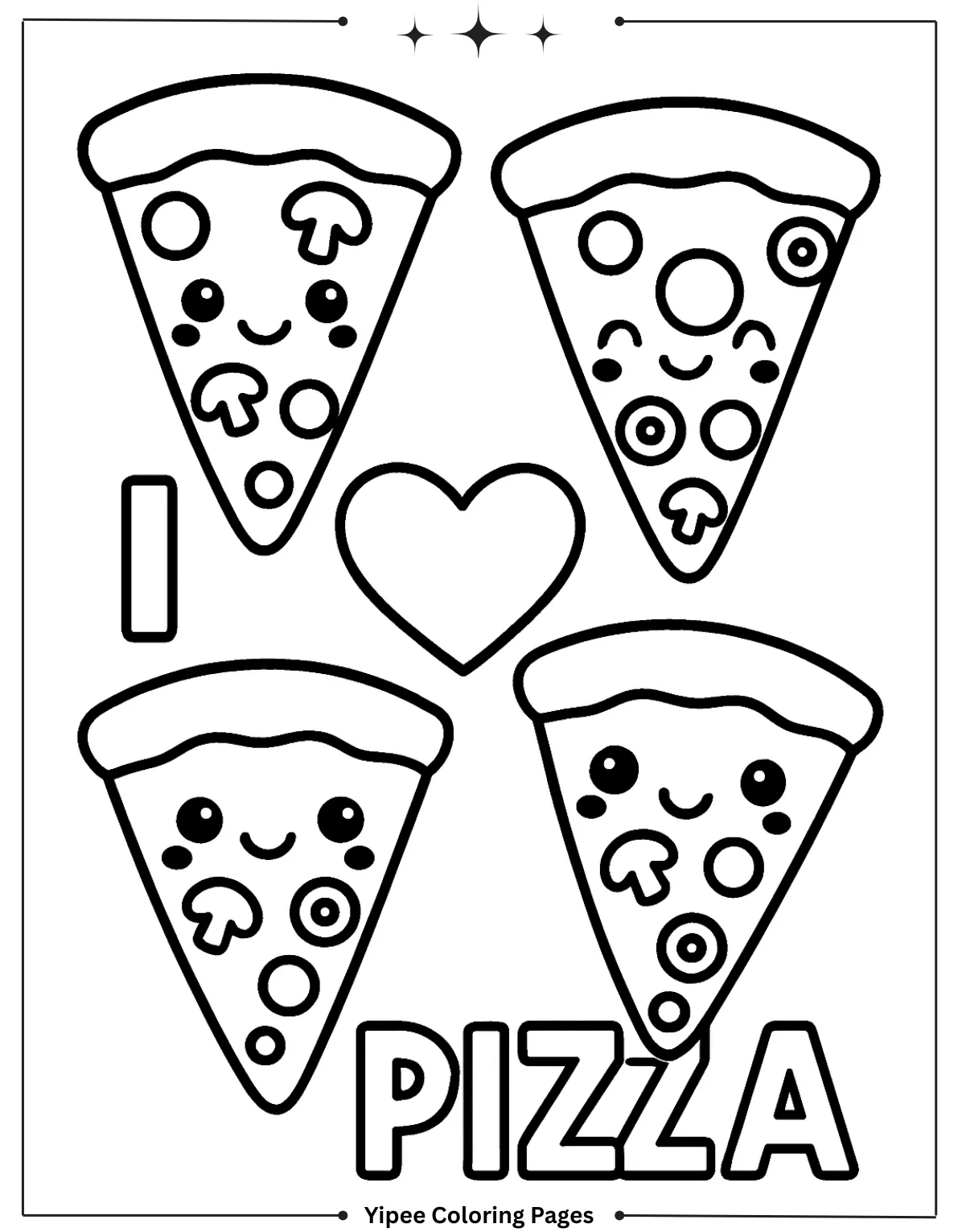 Cheesy Pizza Coloring Pages Everyone Will Love Yummy Bold “I Love Pizza” Lettering Coloring Sheet