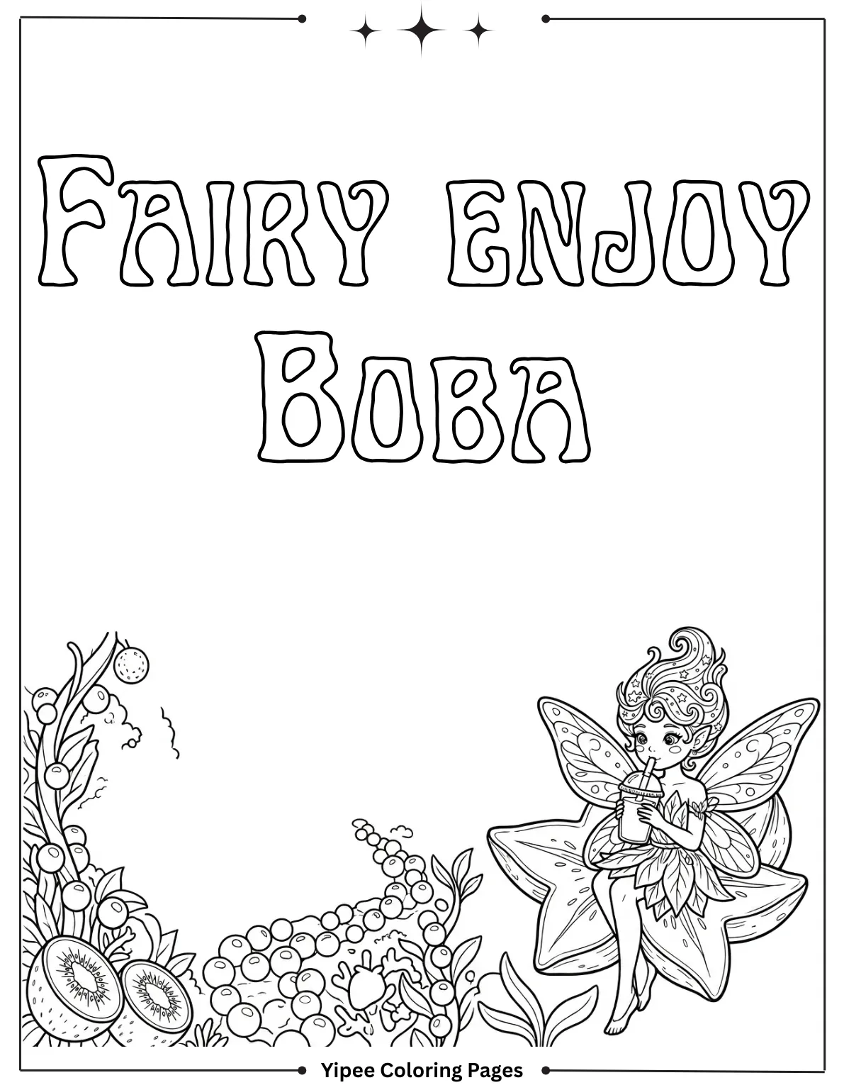 Fairy enjoy Boba coloring page