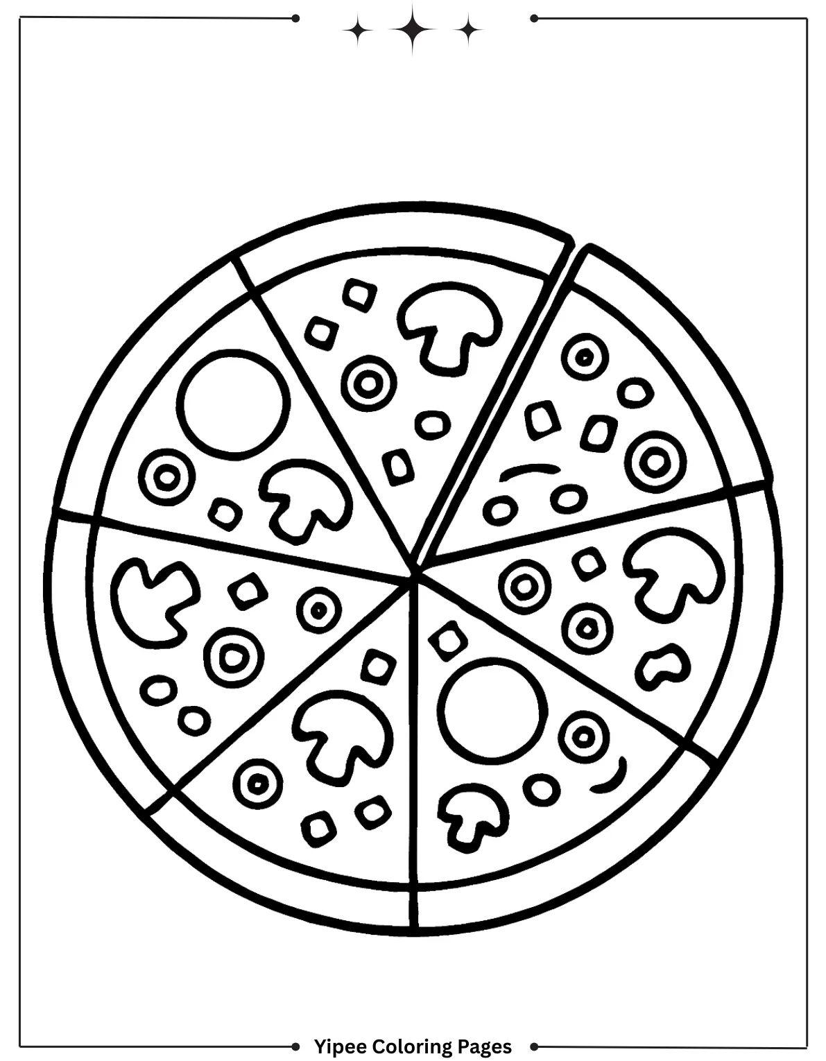Cheesy Pizza Coloring Pages Everyone Will Love Yummy Full Pizza Sliced with Different Toppings Coloring Page
