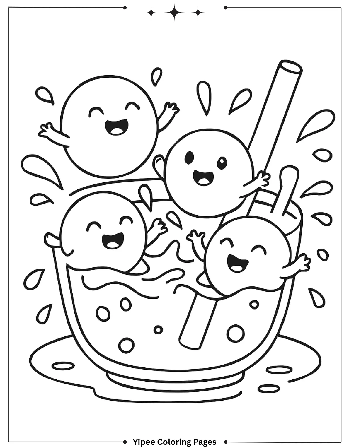 Funny Boba Balls Playing in the Tea