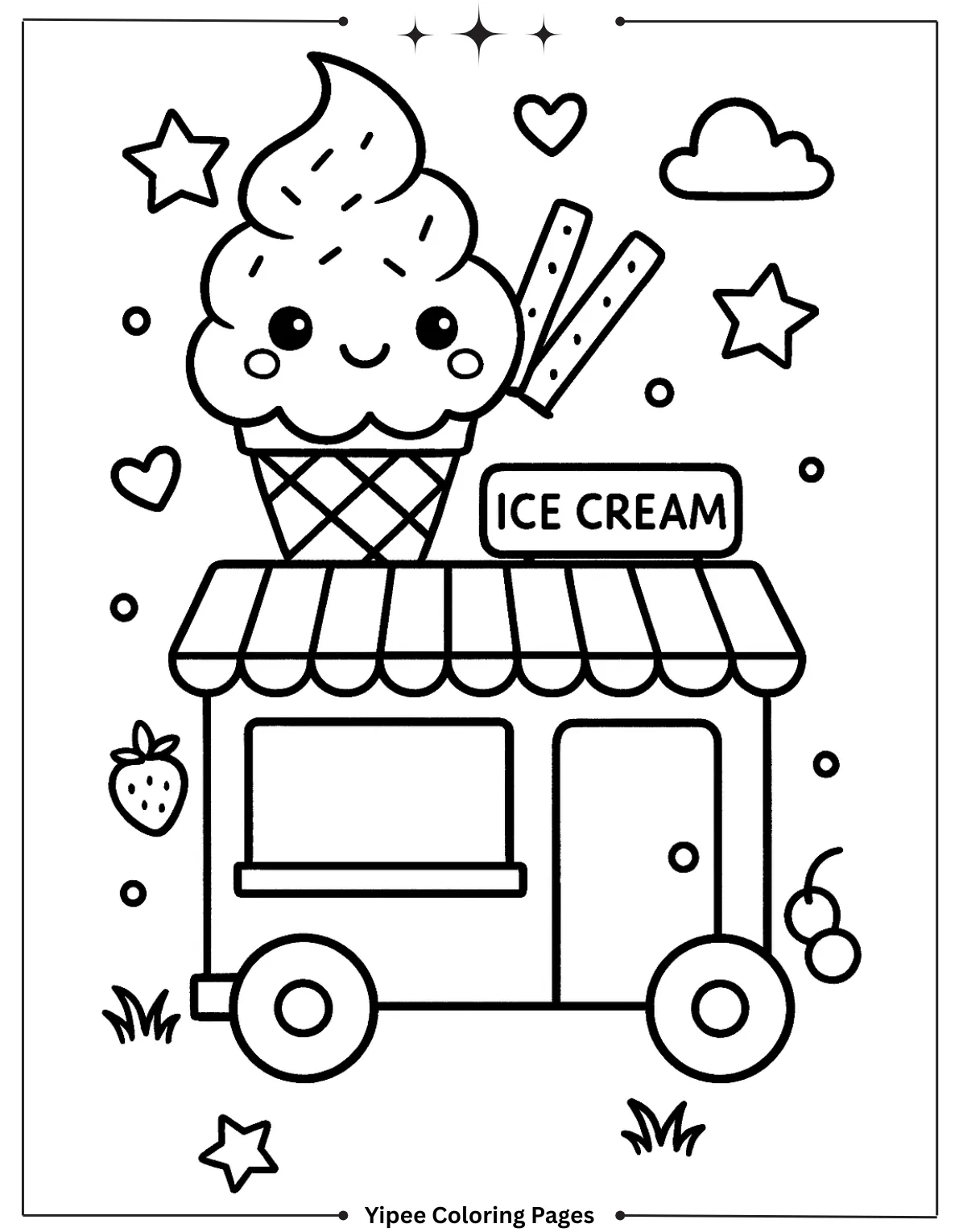 Ice Cream Stand Coloring Page