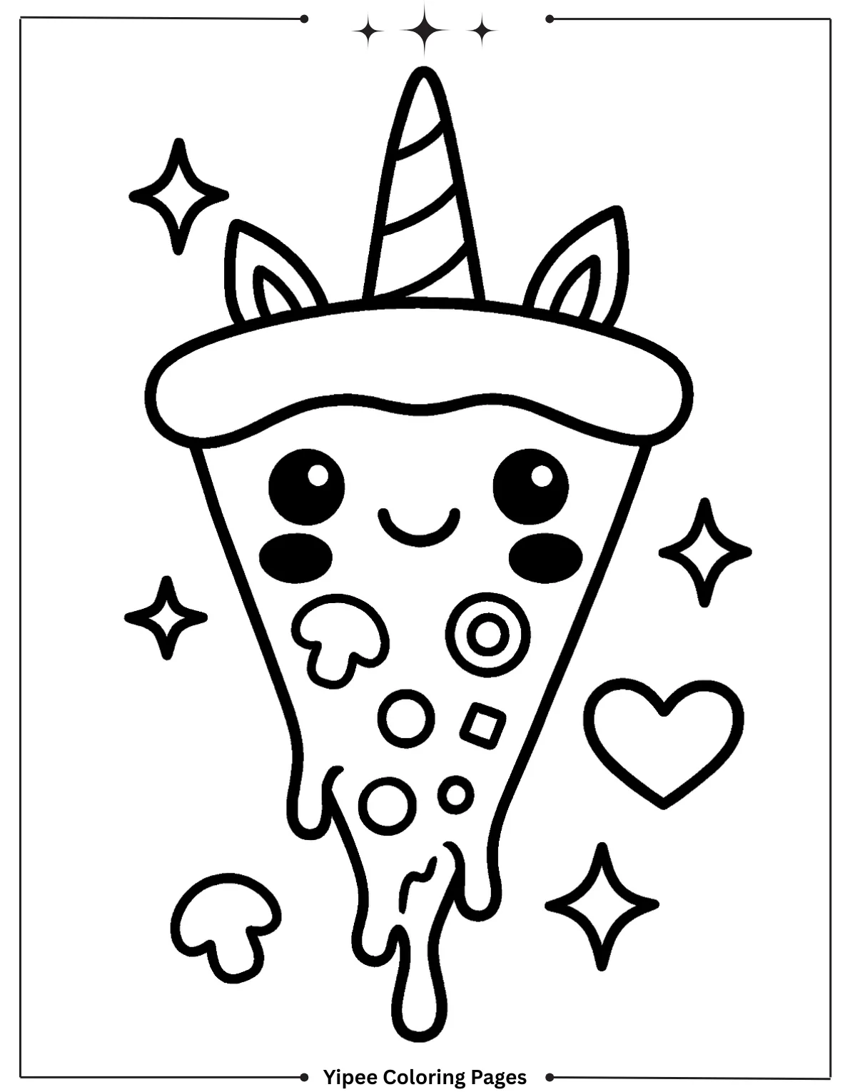 Cheesy Pizza Coloring Pages Everyone Will Love Yummy Kawaii Pizza Unicorn Coloring Page for Kids