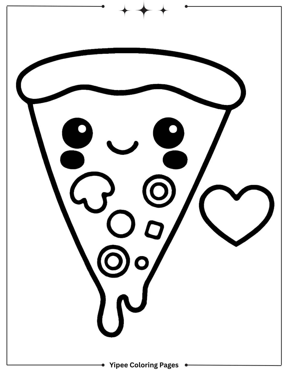 Cheesy Pizza Coloring Pages Everyone Will Love Yummy Lovely Kawai Pizza Slice Coloring Page