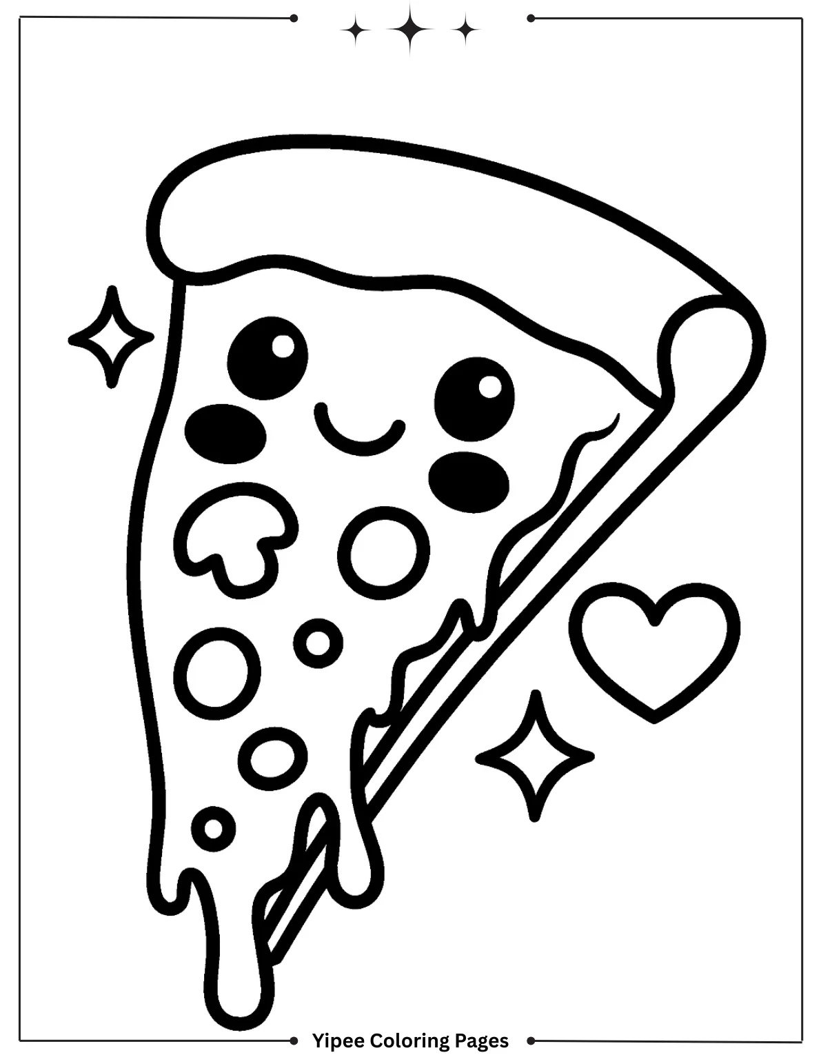 Cheesy Pizza Coloring Pages Everyone Will Love Yummy Melty Pizza with Cheese and Pepperoni Coloring Page