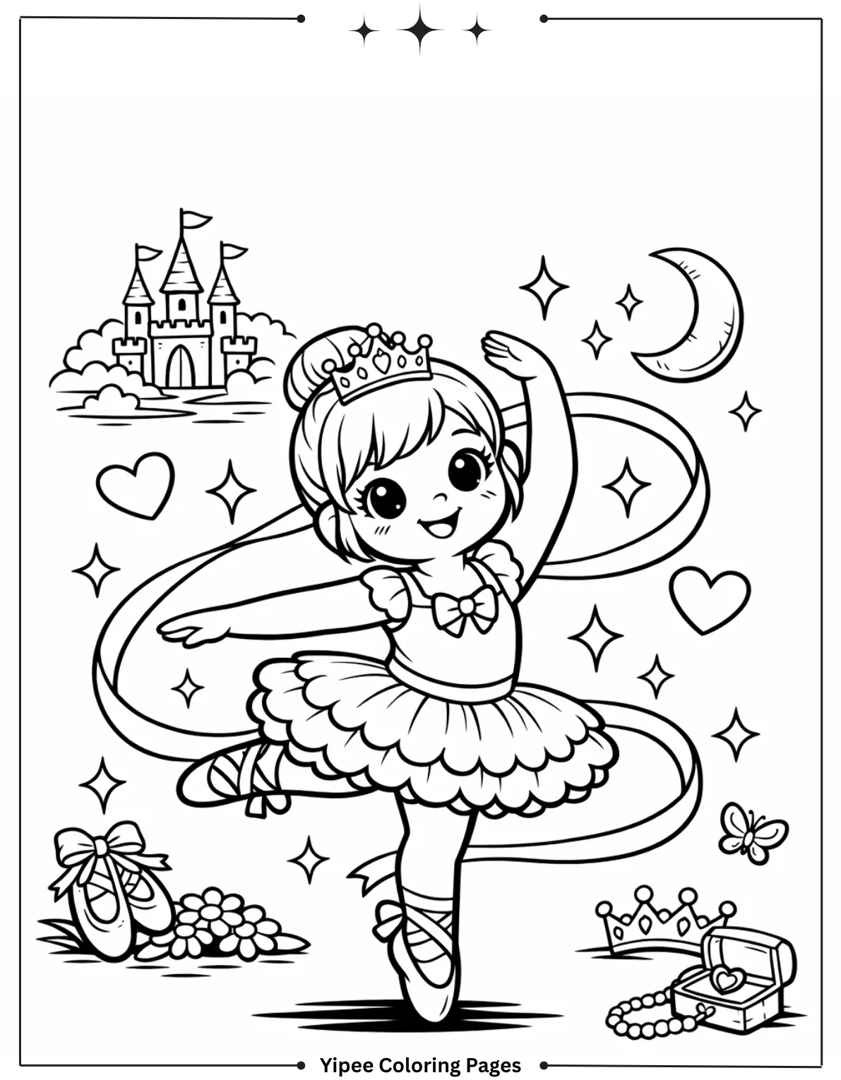 Pretty Ballerina Music Box Coloring Page for Kids