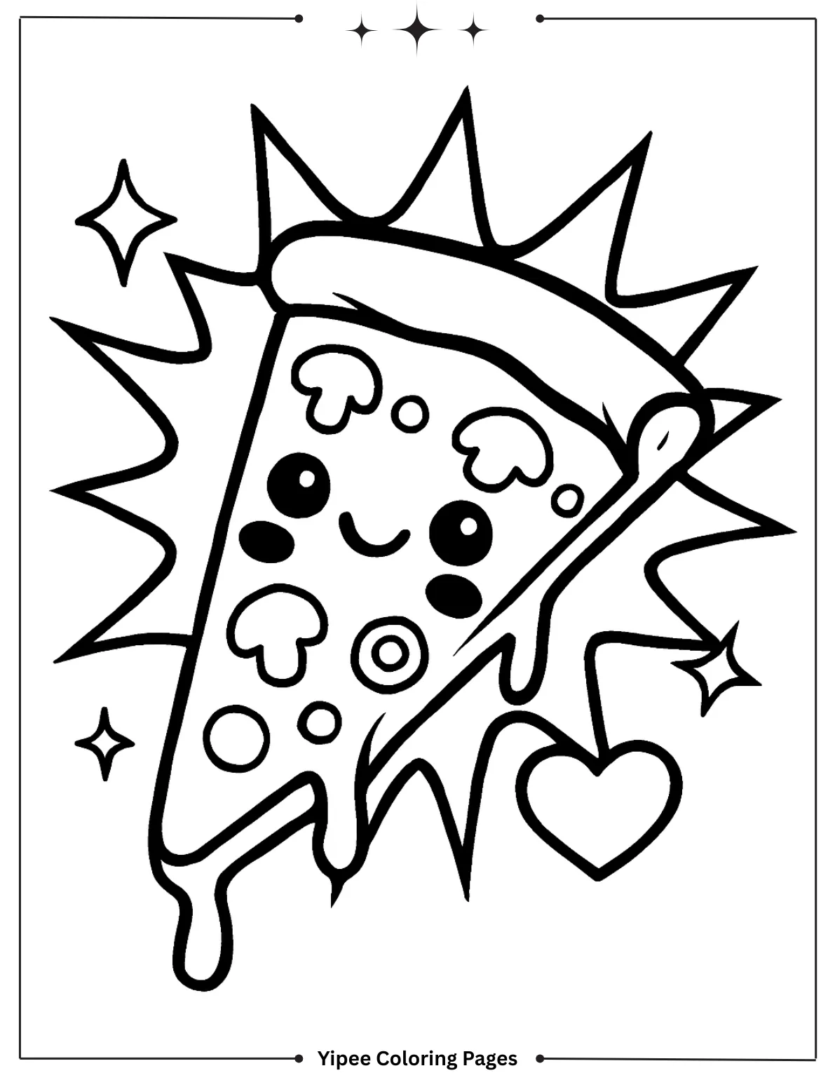 Cheesy Pizza Coloring Pages Everyone Will Love Yummy Retro 80s Comic Book Style Pizza Coloring Page