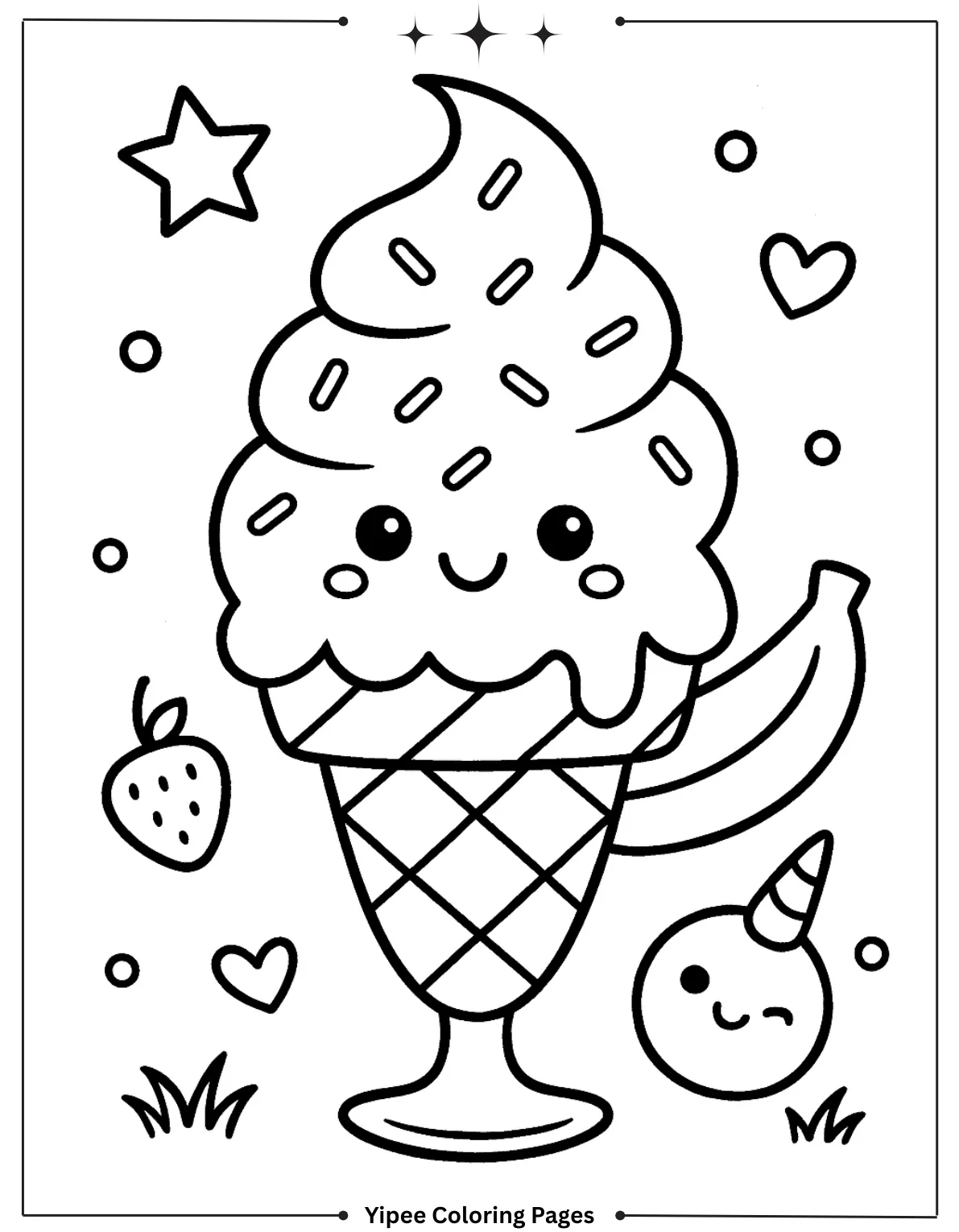 Sprinkles Over Soft Serve Ice Cream Coloring Page