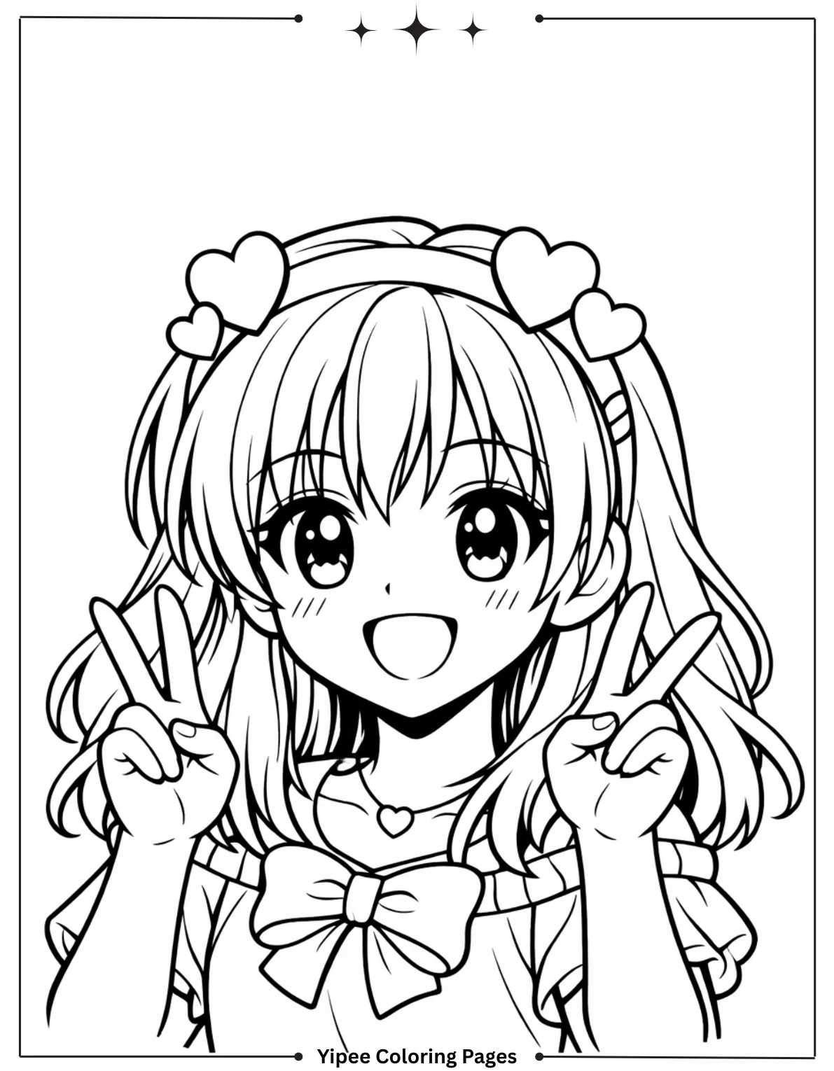 Anime girl wearing a headband with hearts