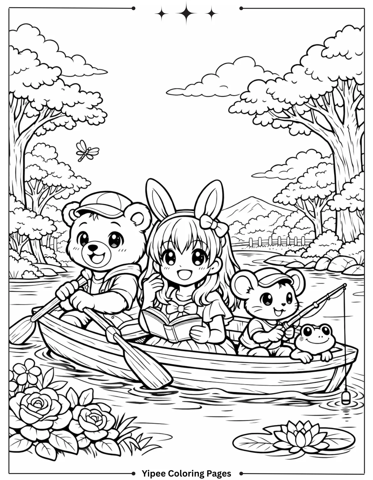 Bear And Bunny Coloring Page