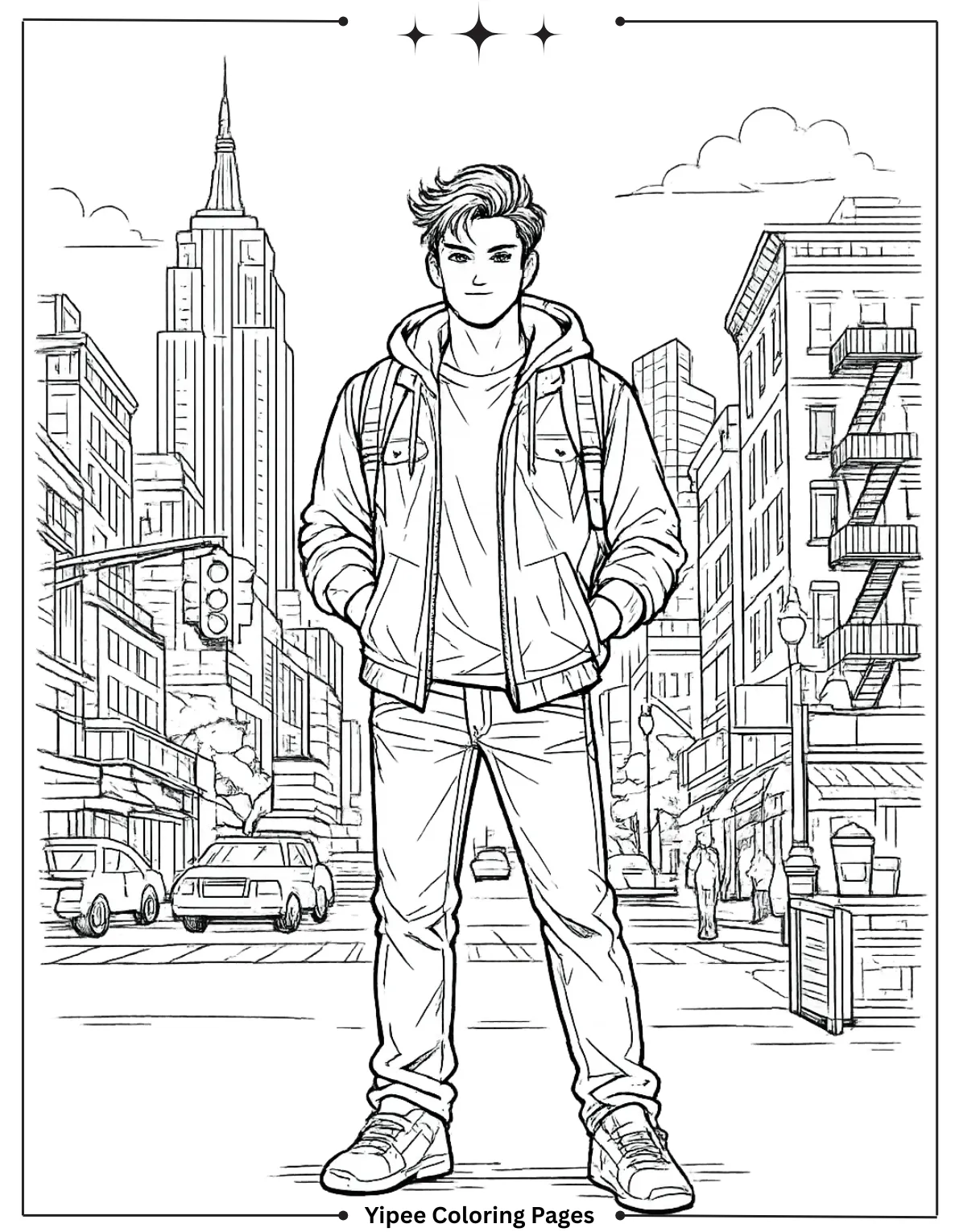 Boy anime coloring page