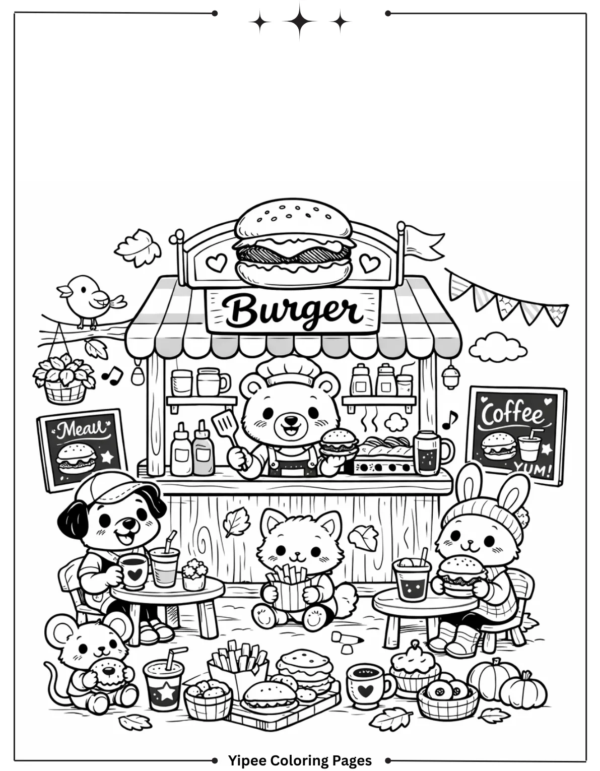 Burger Corner Coloring Page