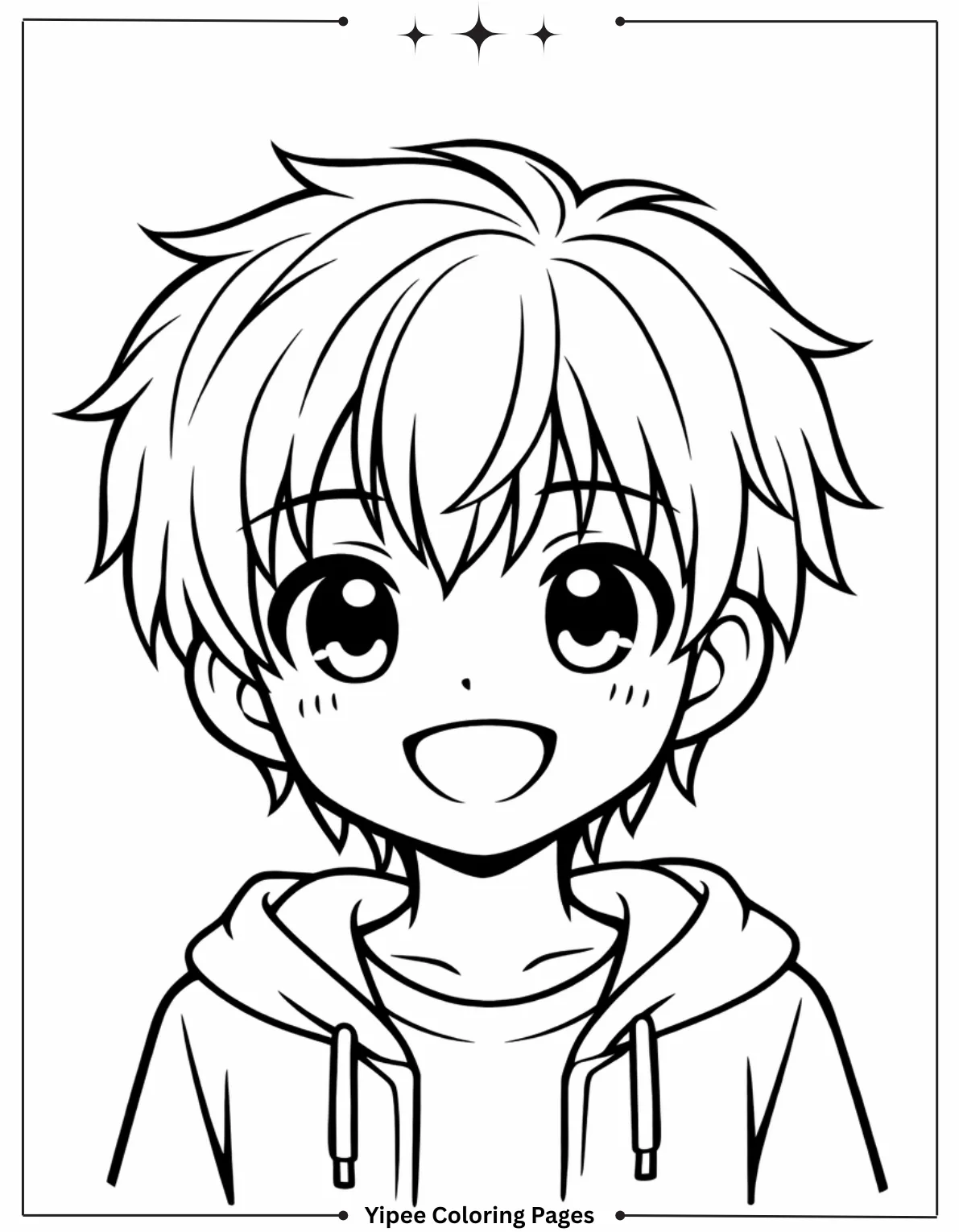 Cute anime boy smiling