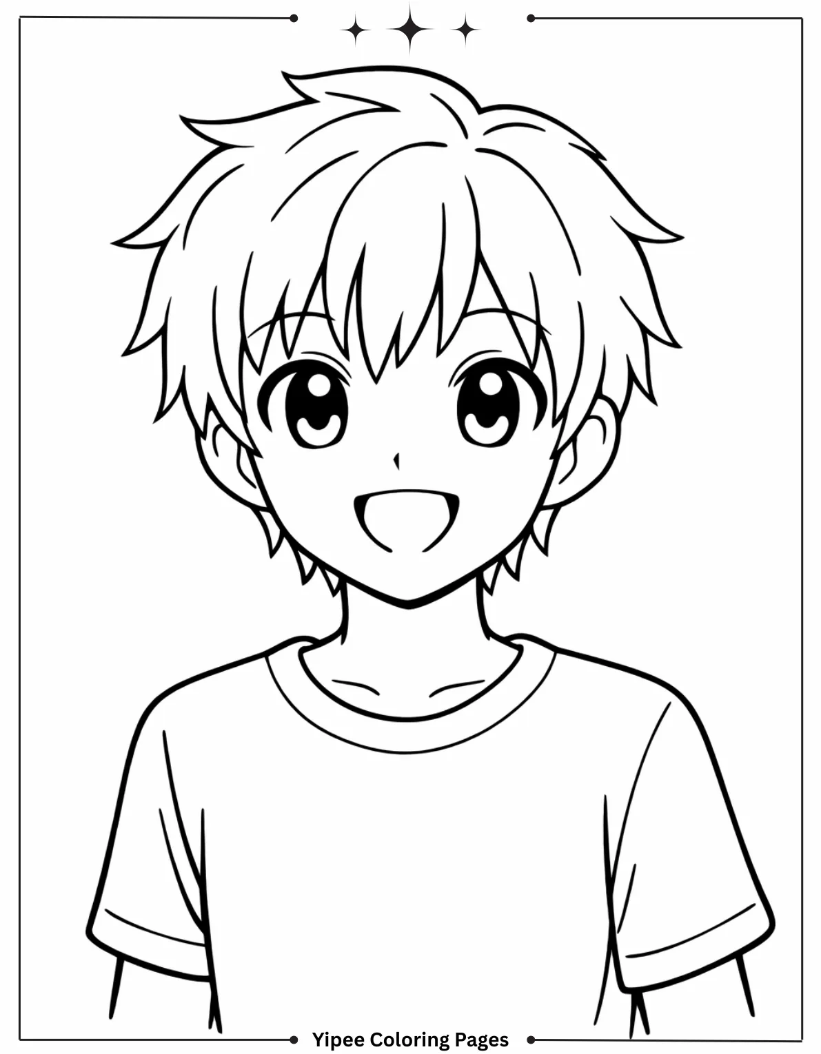 Easy to color boy anime coloring sheet