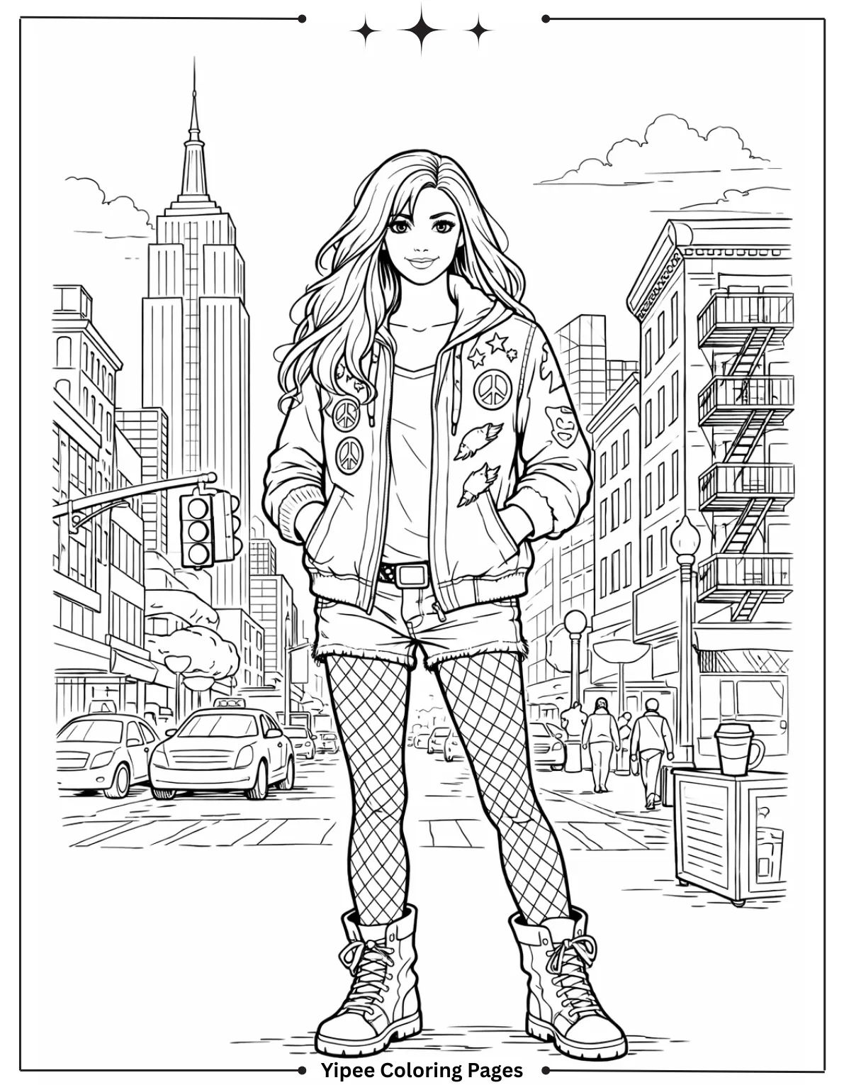 Girl anime coloring page