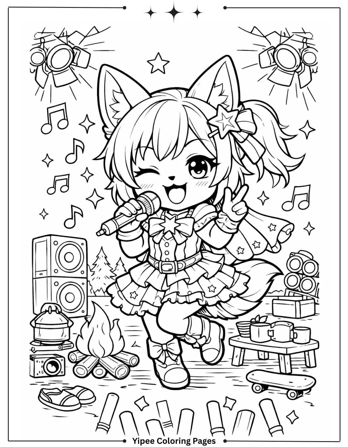 Huntrix Singing Golden Coloring Page