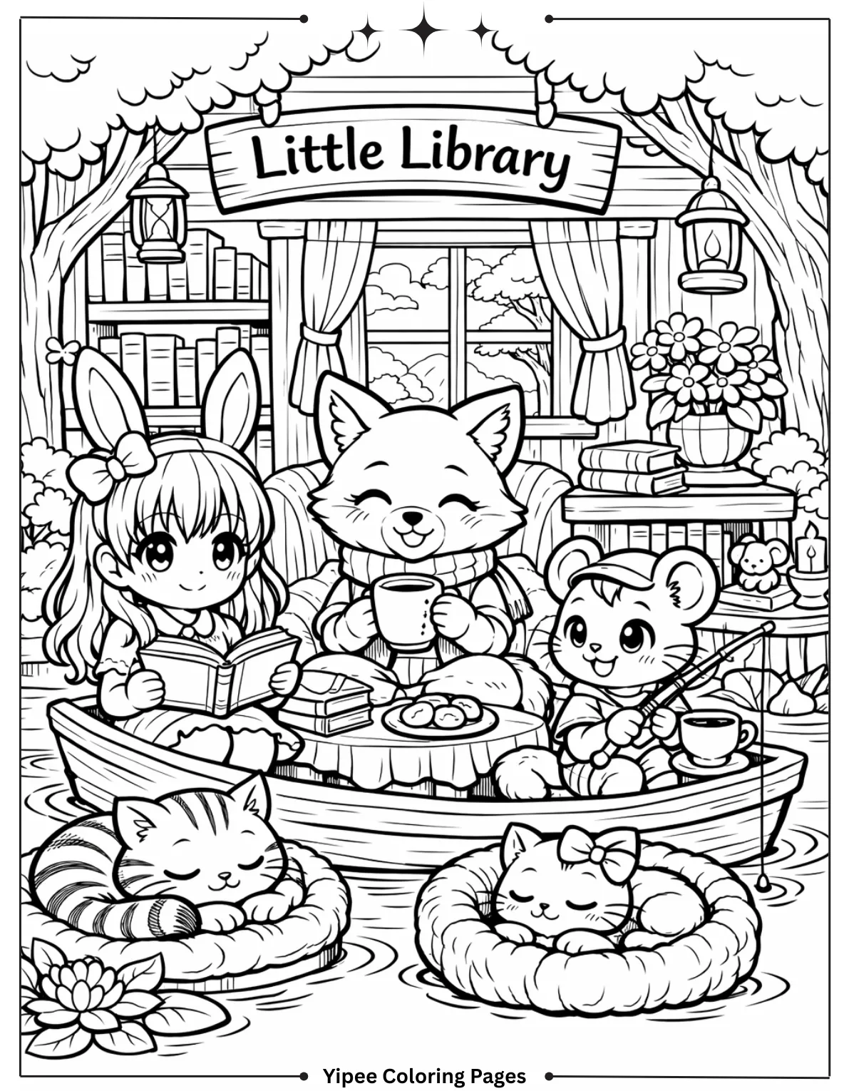 Little Library Coloring Page