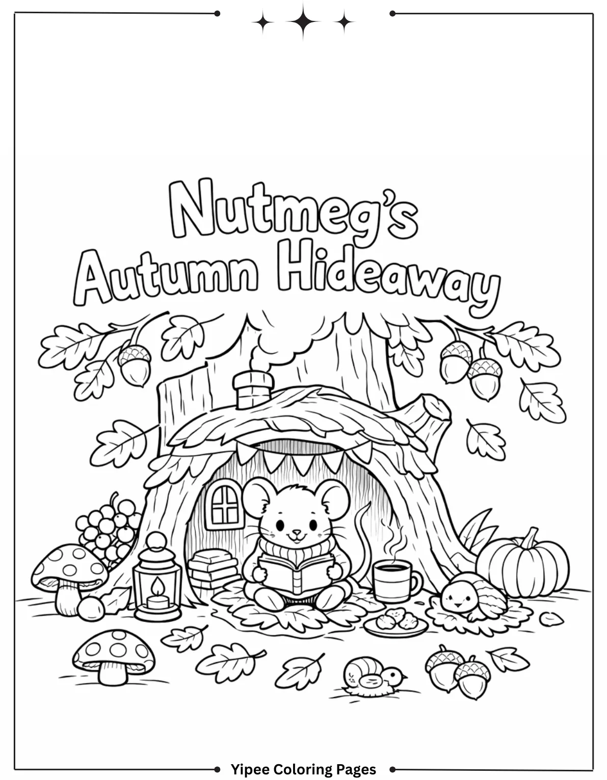 Nutmeg’s Autumn Hideaway Coloring Page
