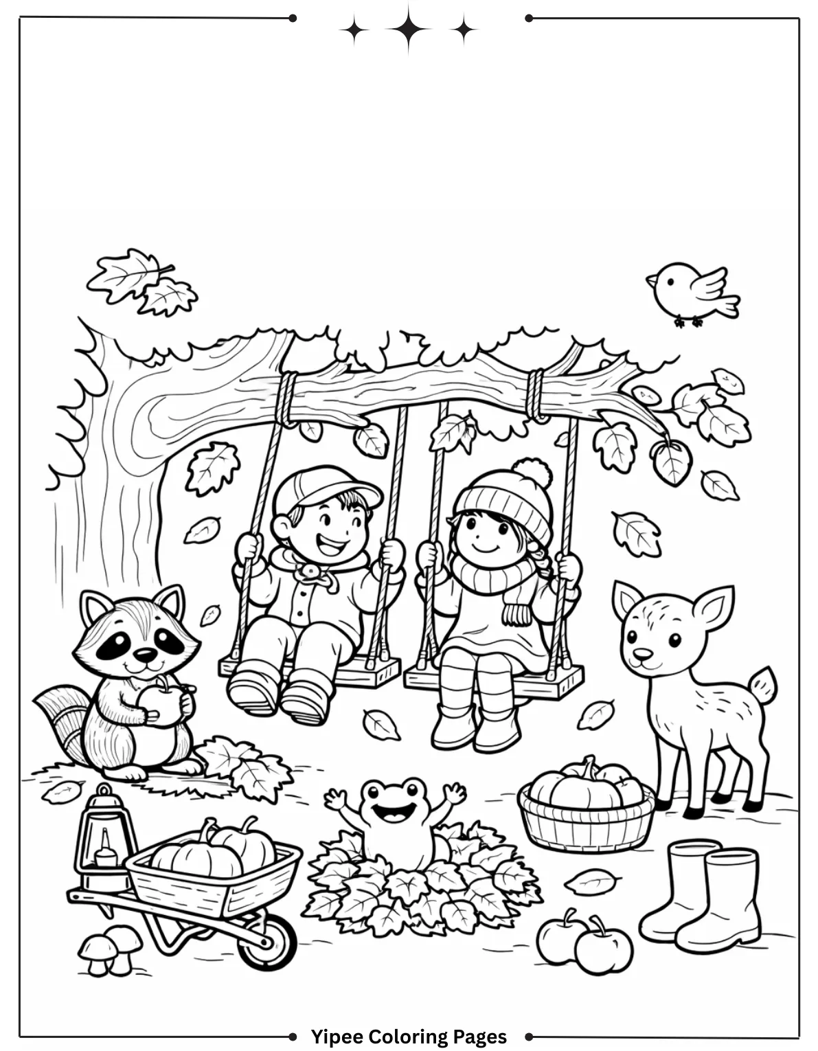 Swing into Fall Coloring page