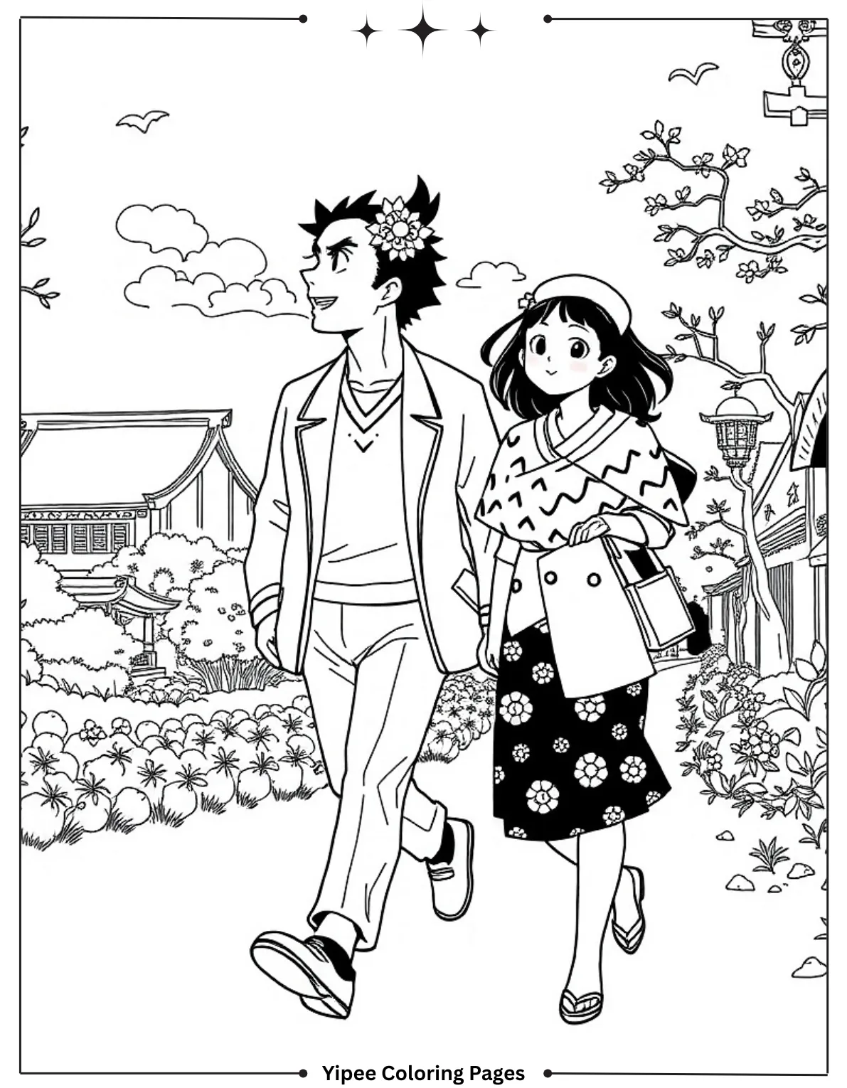 Tanjiro and Nezuko Walking on a Forest Road