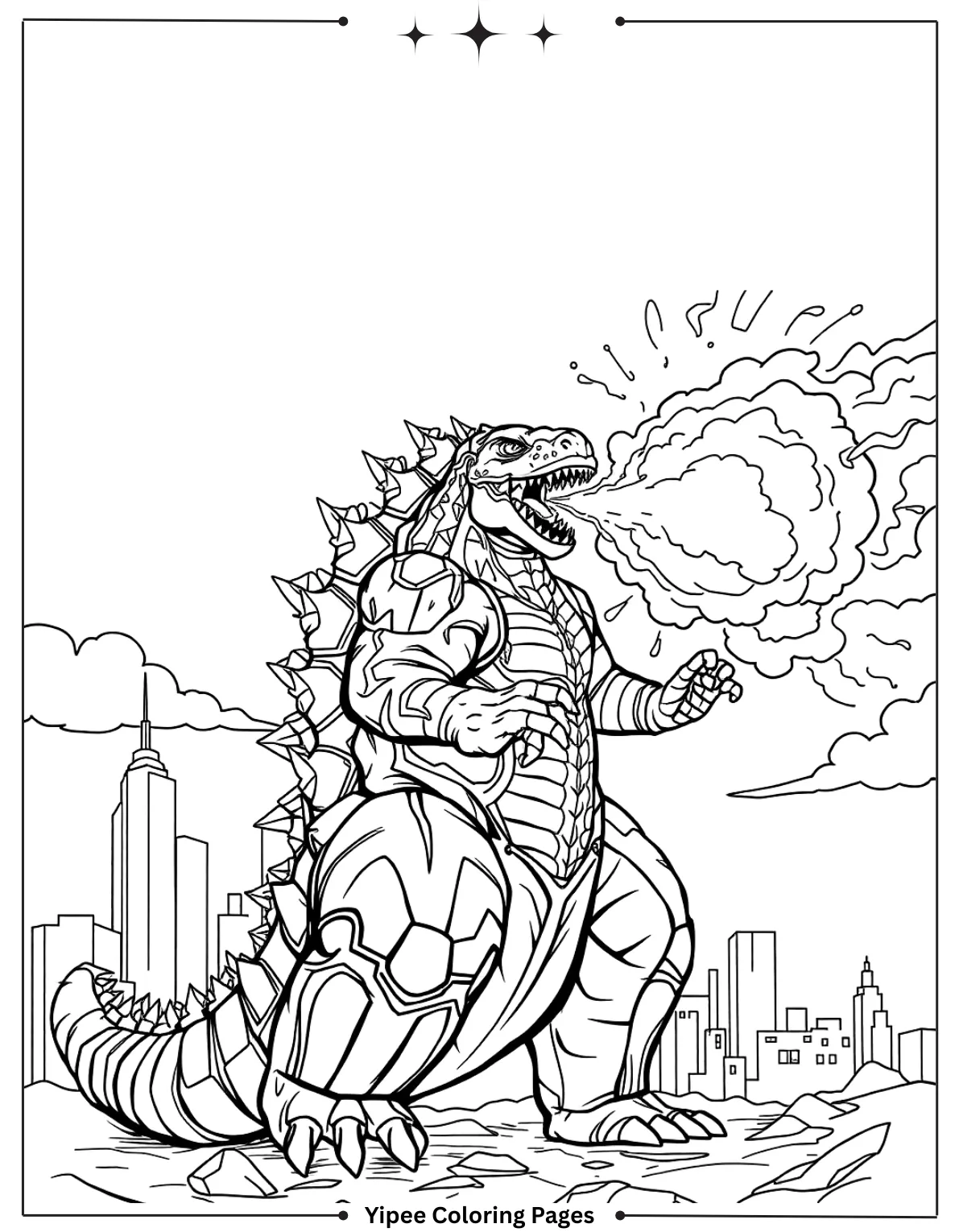 Godzilla Coloring Pages By Yipee Coloring Pages! Atomic Breath Godzilla