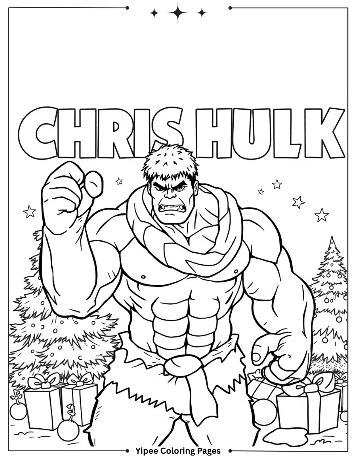 Christmas Inspired Hulk Coloring Page