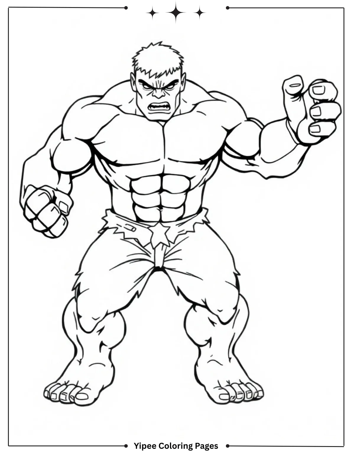 Easy Hulk Coloring Page For Kids
