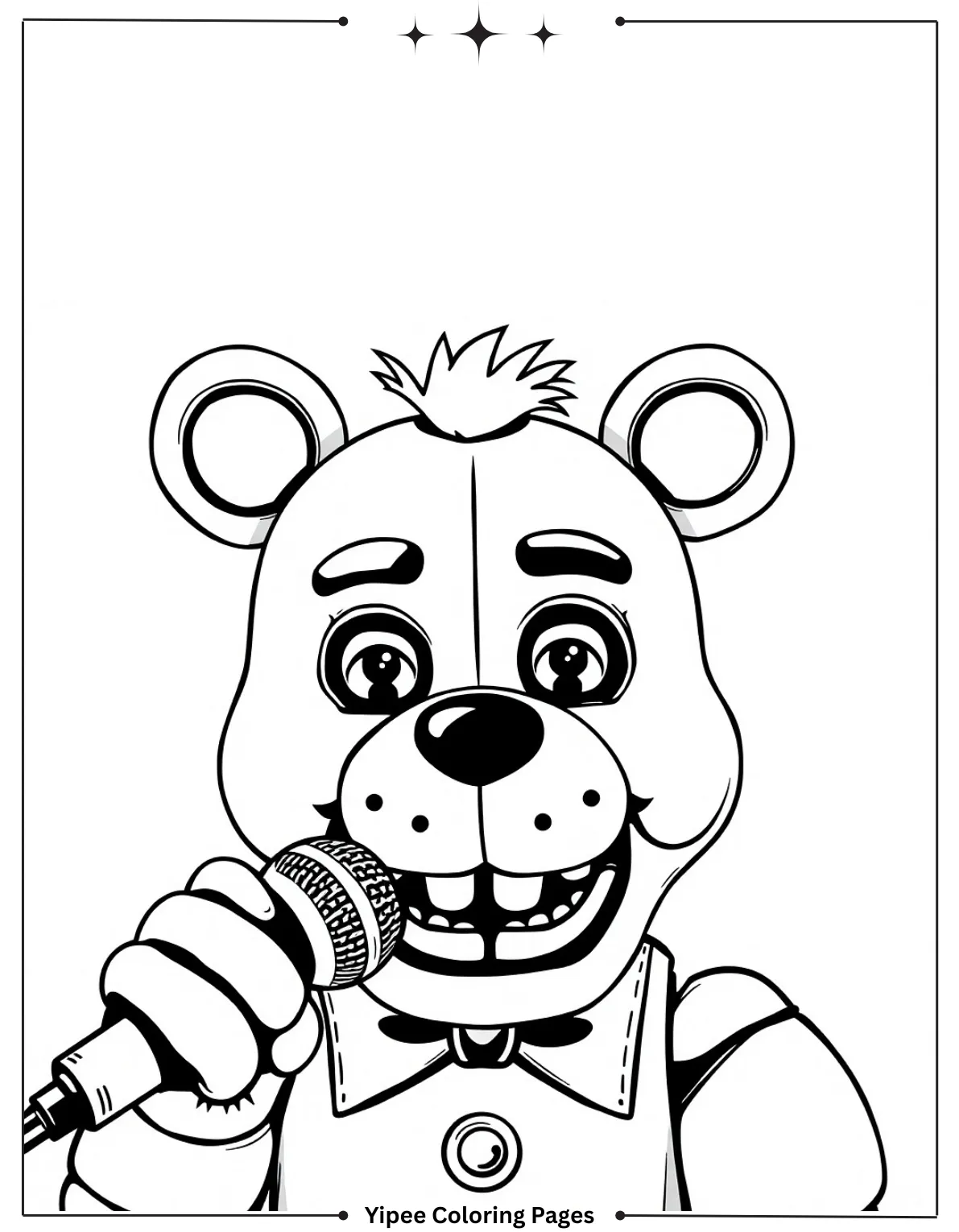 Amazing FNAF Coloring Pages for Creepy Fun Five Nights At Freddy’s Fazbear With Microphone And Puppet