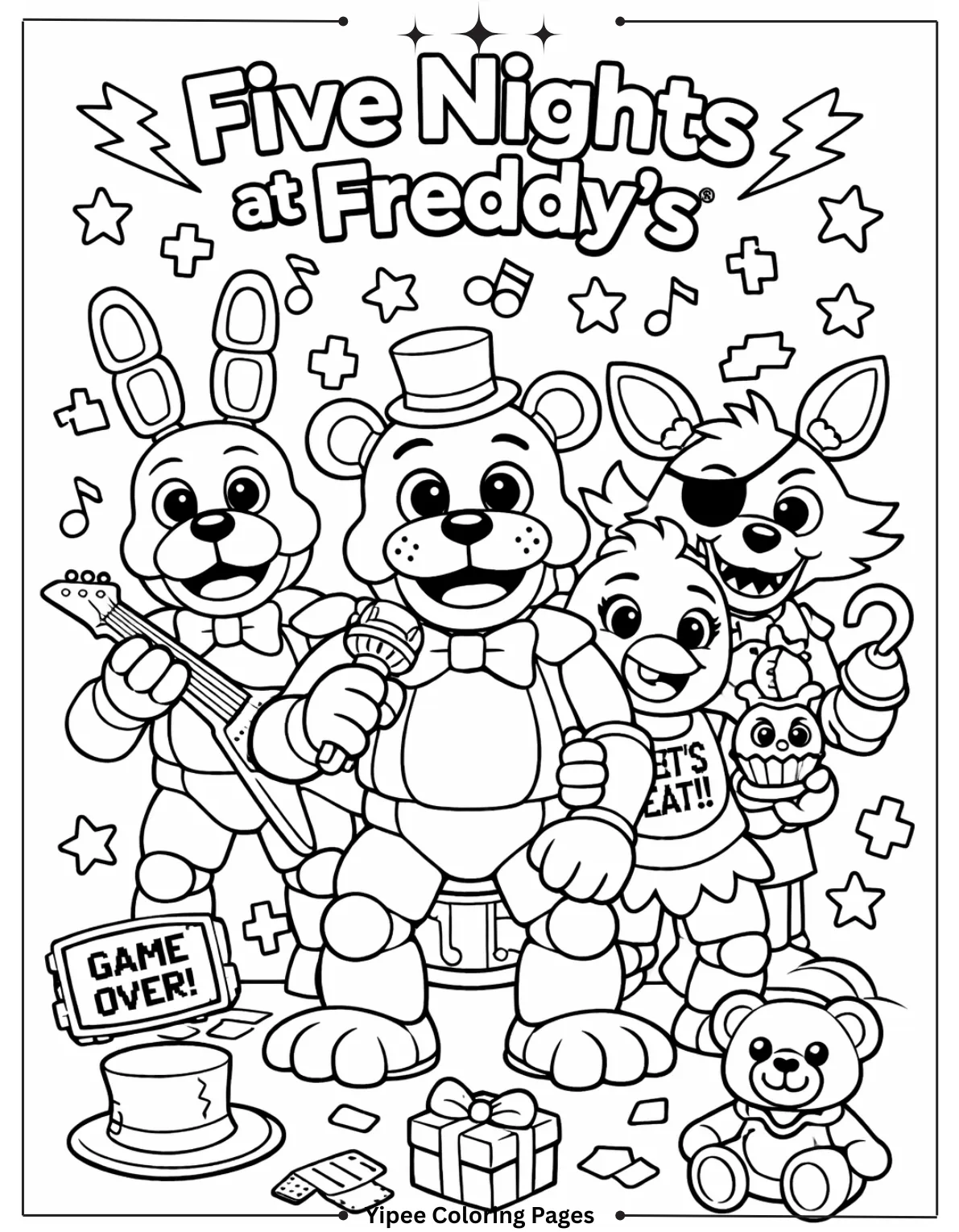 Amazing FNAF Coloring Pages for Creepy Fun Five Nights At Freddy’s Poster Coloring Page