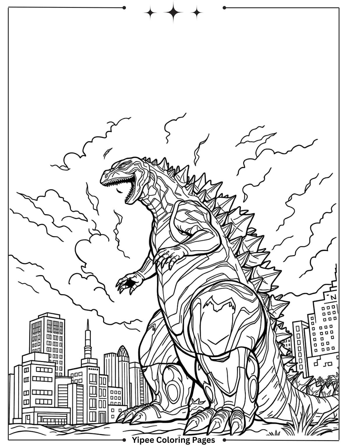 Godzilla Coloring Pages By Yipee Coloring Pages! Godzilla Close‑Up