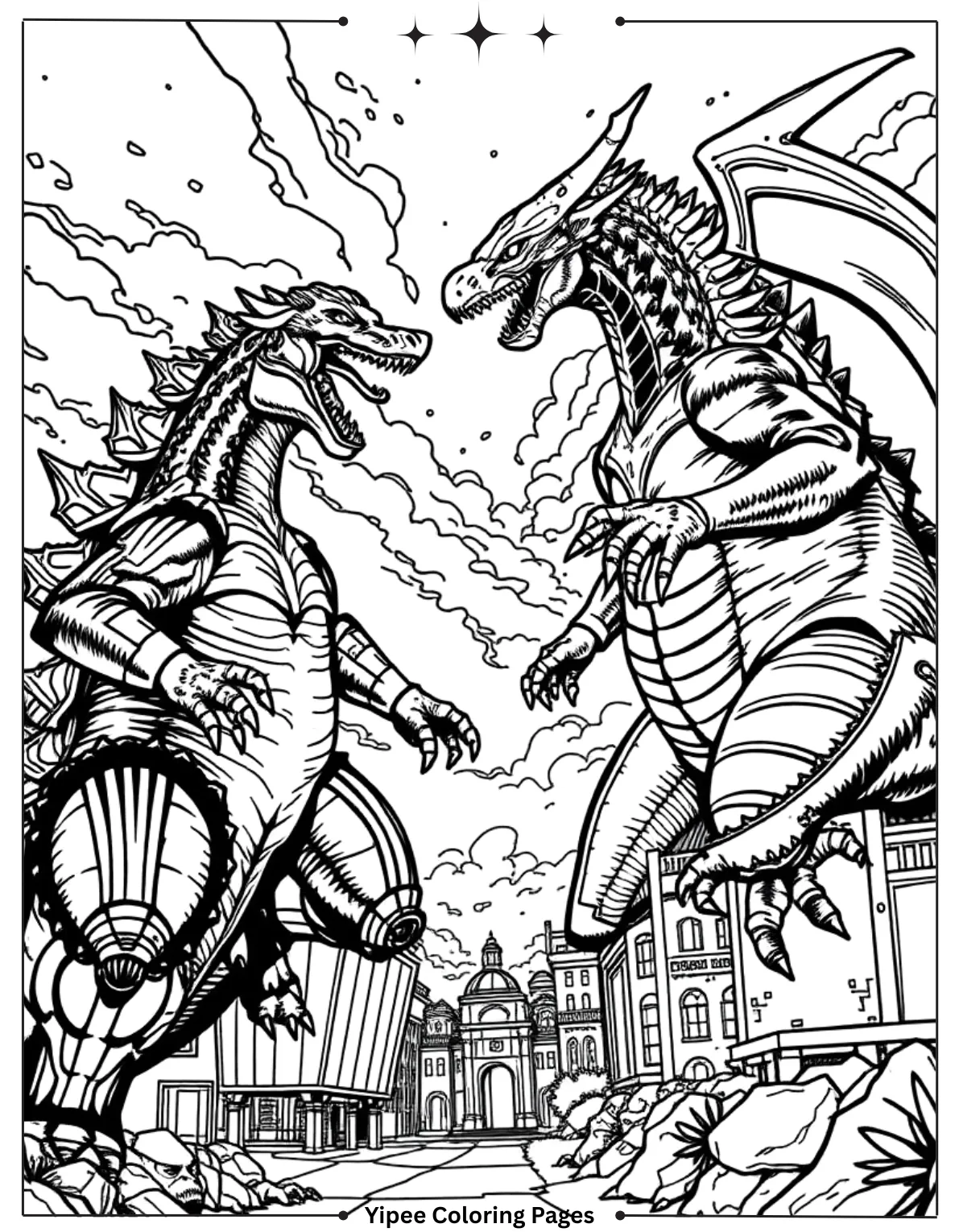 Godzilla Coloring Pages By Yipee Coloring Pages! Godzilla vs Ghidorah