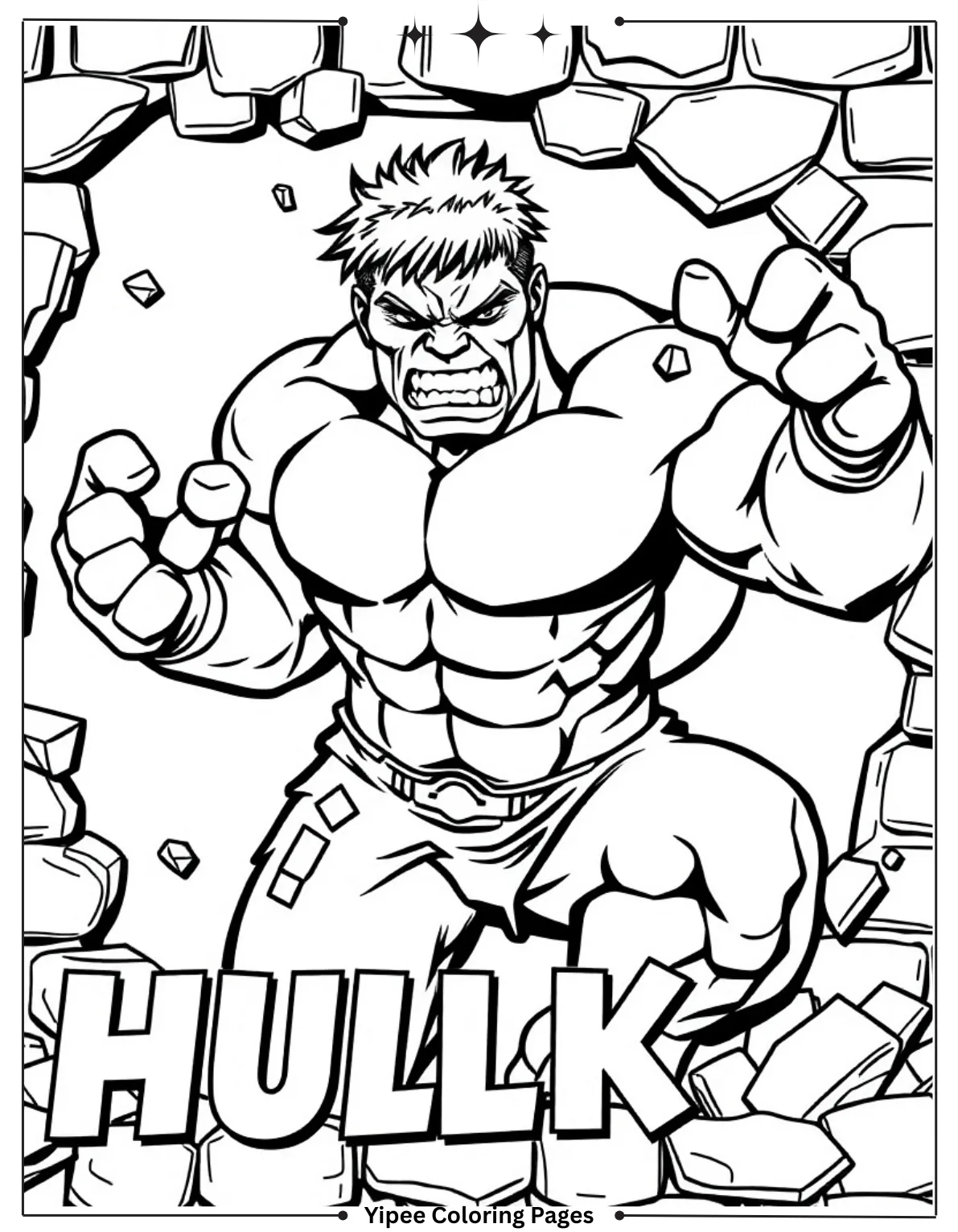 Hulk Smashing Through Wall Coloring Sheet